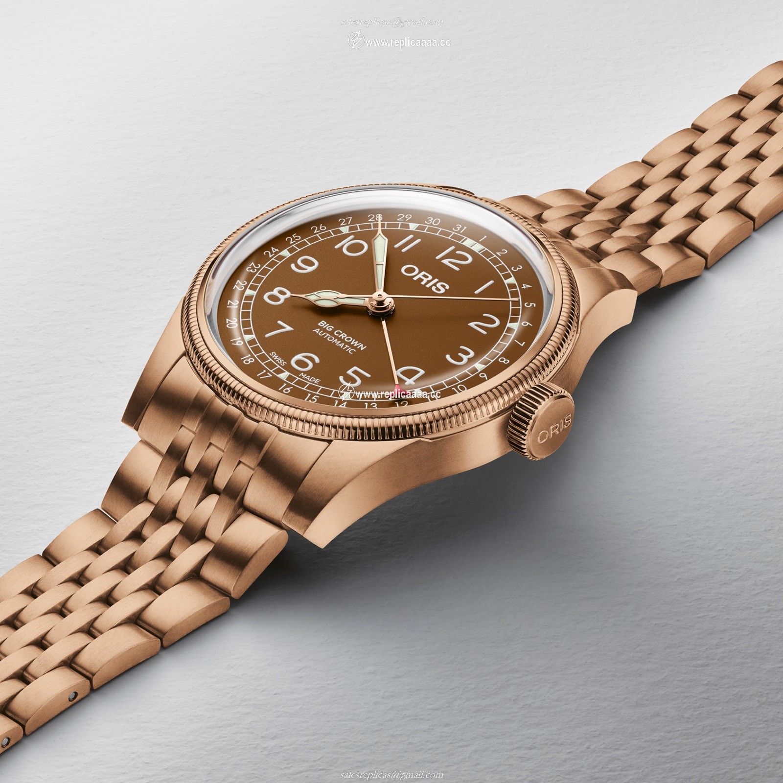 Replica Oris Big Crown 40mm Mens details - Brown 01 754 7741 3166-07 8 20 01