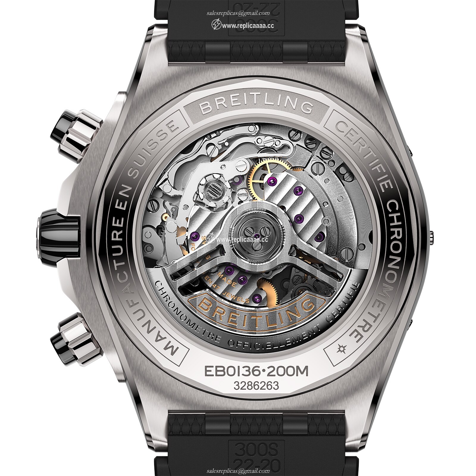 Replica Breitling Super Chronomat B01 44mm Mens details Grey Rubber EB0136251M1S1 2 Replica Breitling Super Chronomat B01 44mm Mens details Grey Rubber EB0136251M1S1