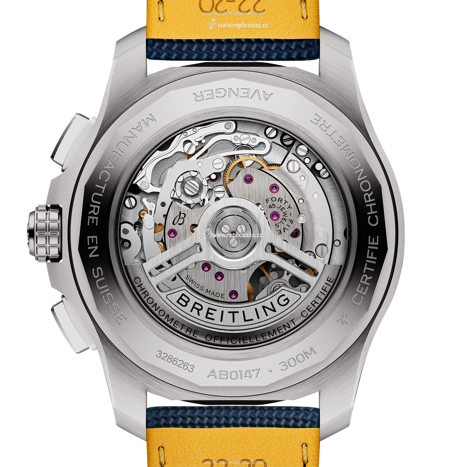 Replica Breitling Avenger Chronograph B01 44mm Mens details Blue Leather AB0147101C1X1 2 Replica Breitling Avenger Chronograph B01 44mm Mens details Blue Leather AB0147101C1X1