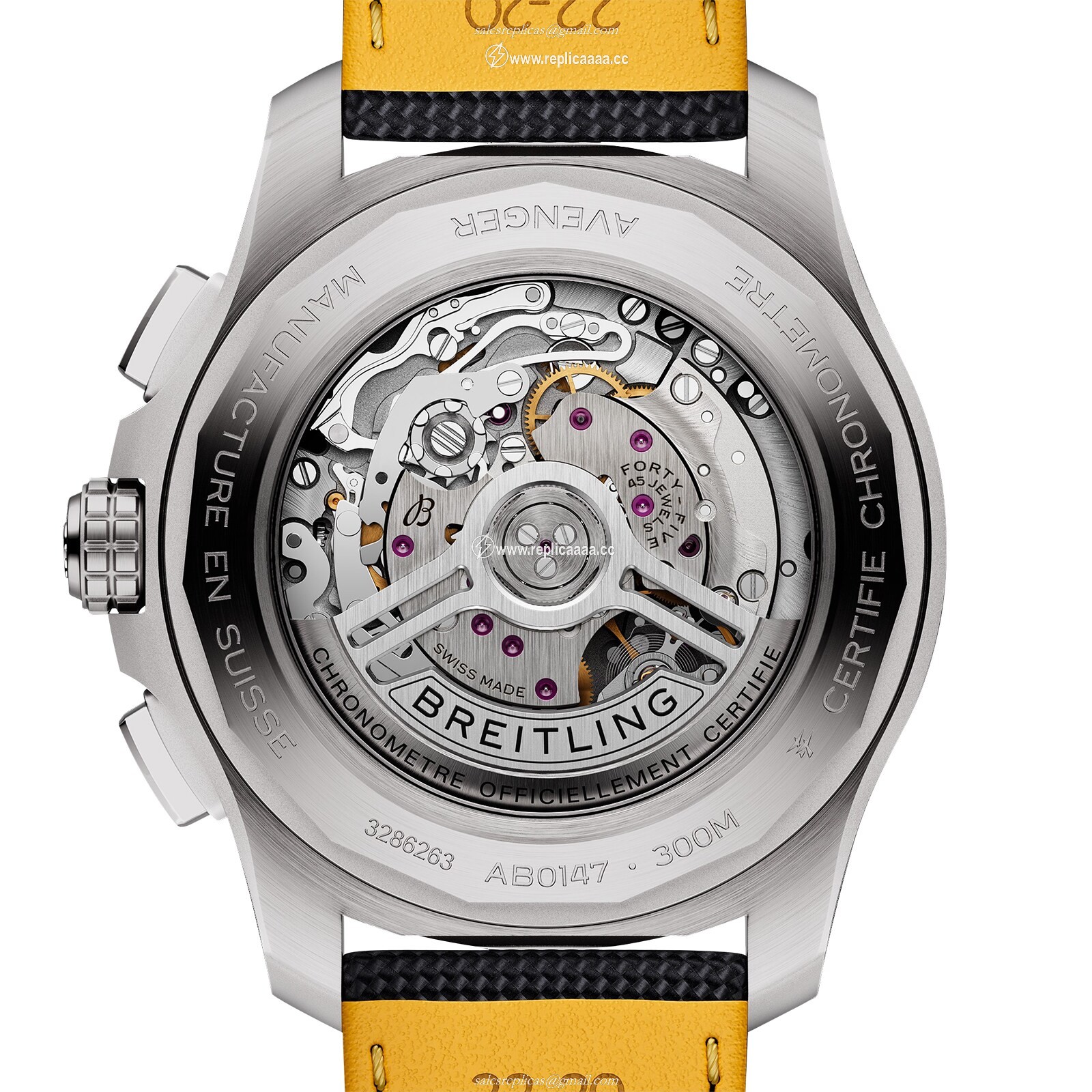 Replica Breitling Avenger Chronograph B01 44mm Mens details Black Leather AB0147101B1X1