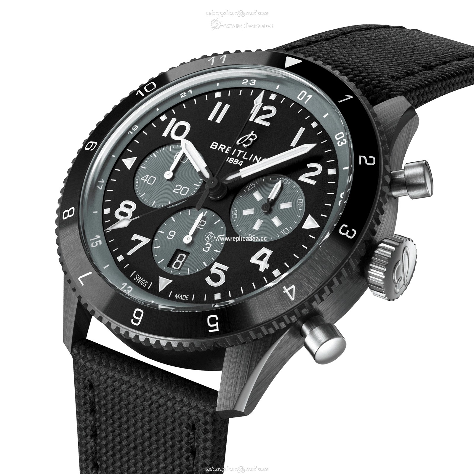 Replica Breitling Super AVI B04 Chronograph GMT Mosquito Night Fighter 46mm Mens details Black SB04451A1B1X1 2 Replica Breitling Super AVI B04 Chronograph GMT Mosquito Night Fighter 46mm Mens details Black SB04451A1B1X1