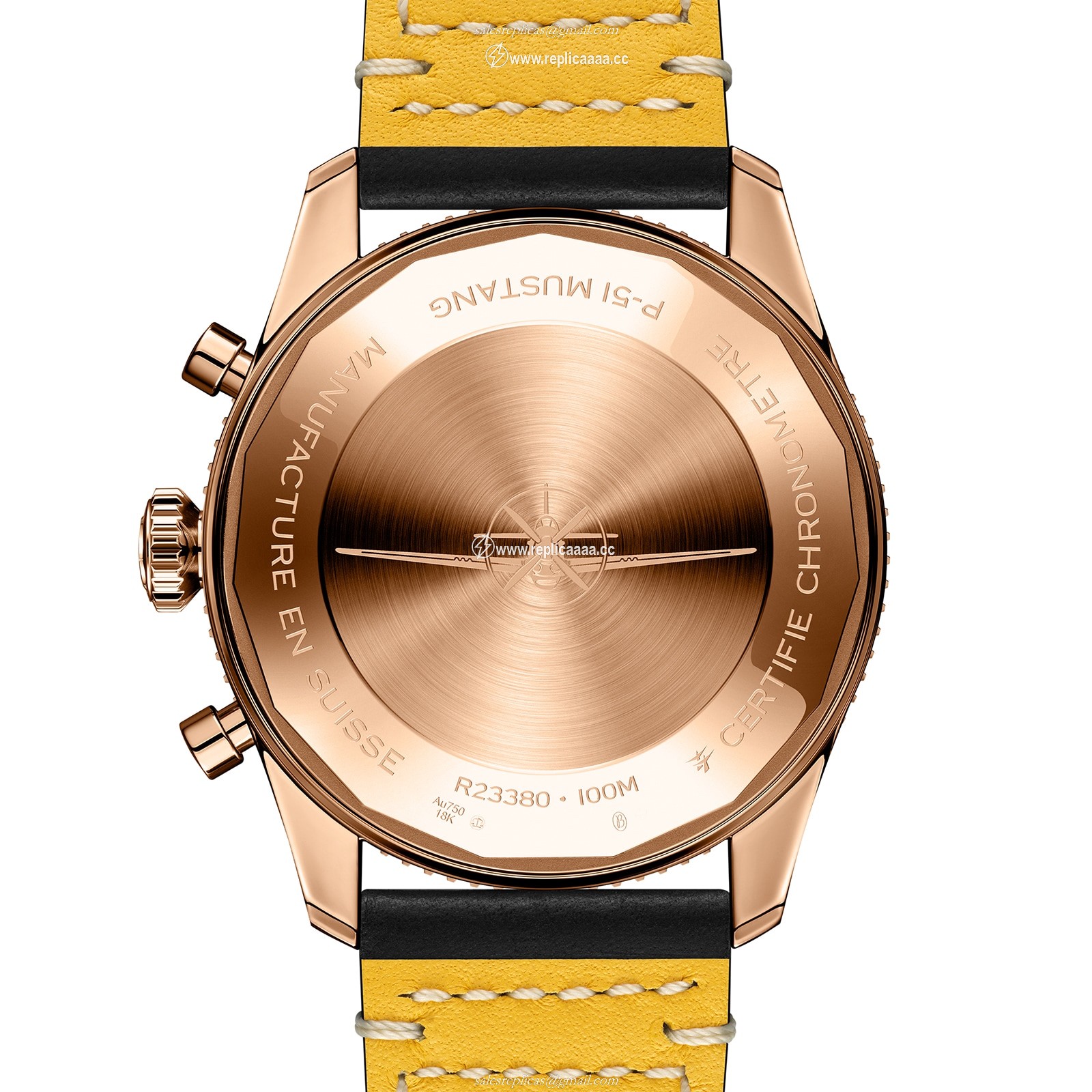 Replica Breitling Classic AVI Chronograph 42 P-51 Mustang 18K Red Gold Leather Strap details R233801A1B1X1 2 Replica Breitling Classic AVI Chronograph 42 P-51 Mustang 18K Red Gold Leather Strap details R233801A1B1X1
