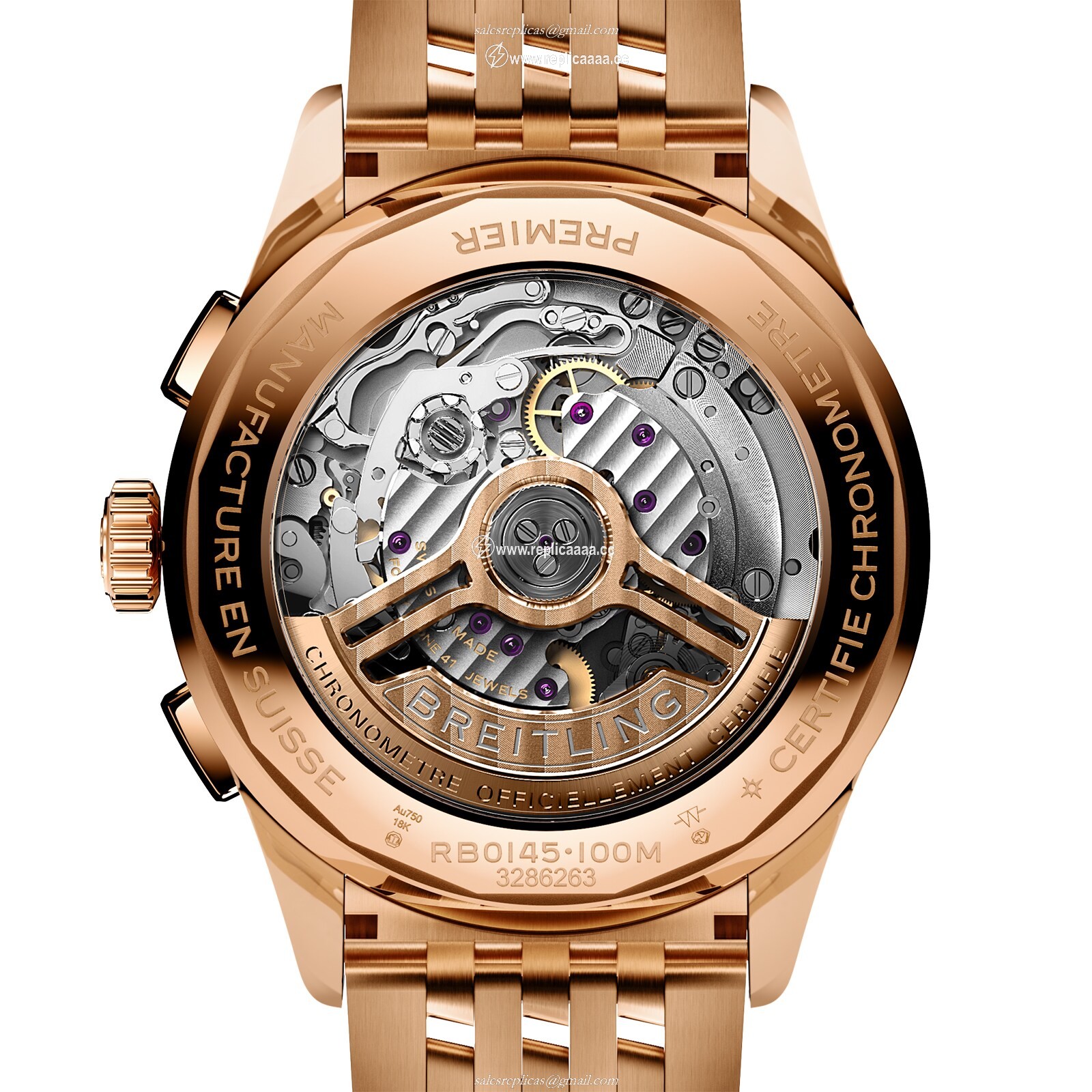 Replica Breitling Premier B01 Chronograph 42mm Mens details Silver 18ct Rose Gold RB0145371G1R1 2 Replica Breitling Premier B01 Chronograph 42mm Mens details Silver 18ct Rose Gold RB0145371G1R1