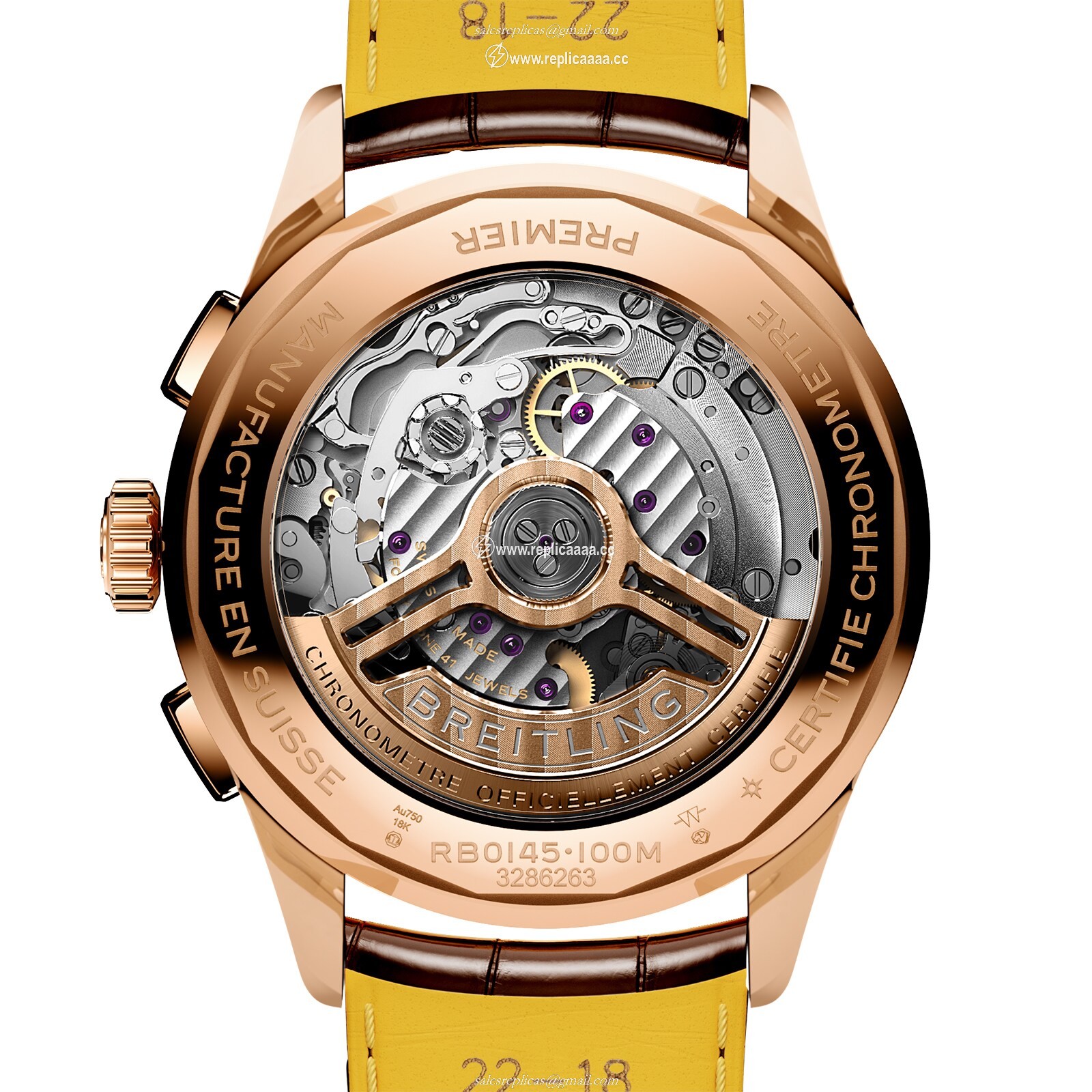 Replica Breitling Premier B01 Chronograph 42mm Mens details Cream RB0145371G1P1