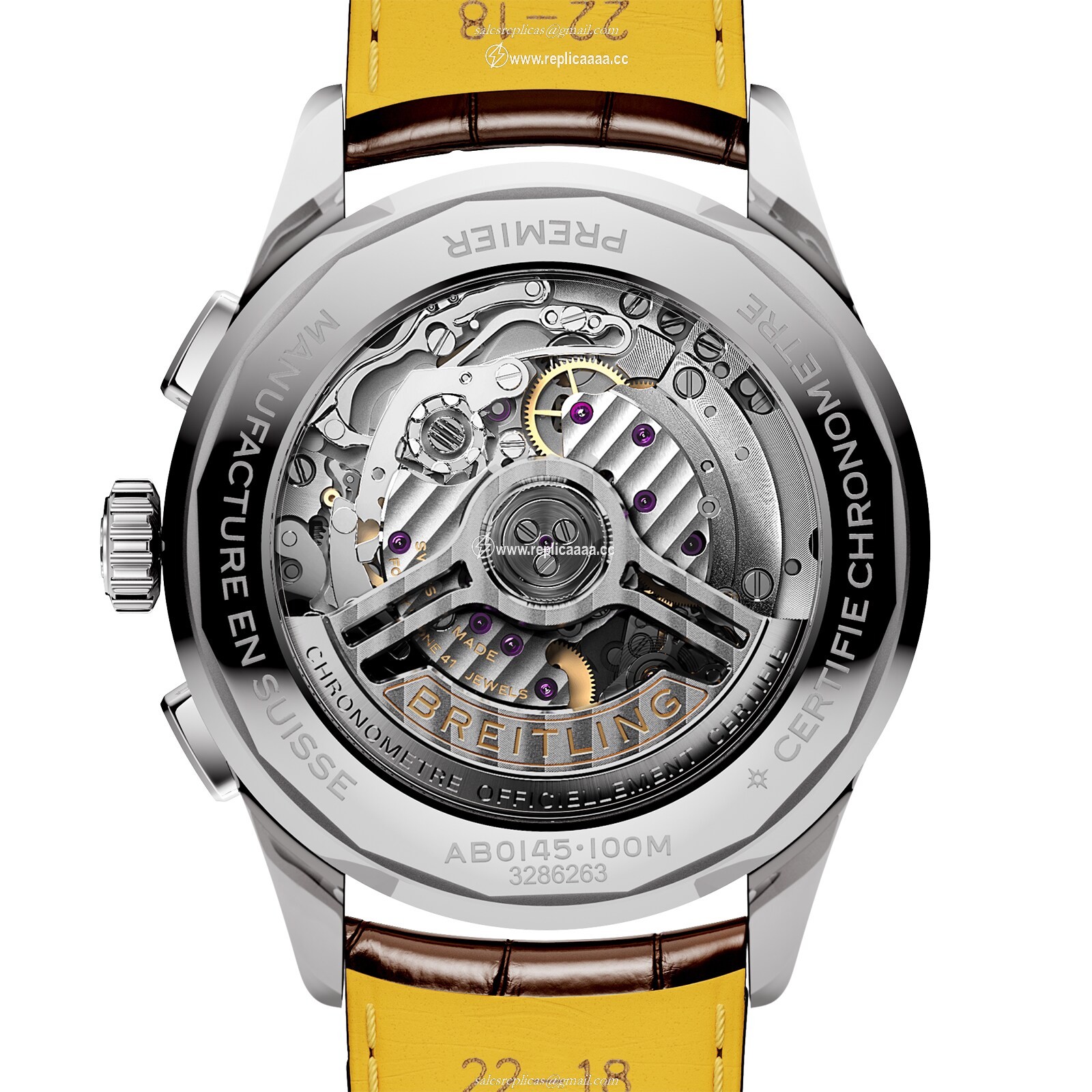 Replica Breitling Premier B01 Chronograph 42mm Mens details Cream AB0145211G1P1