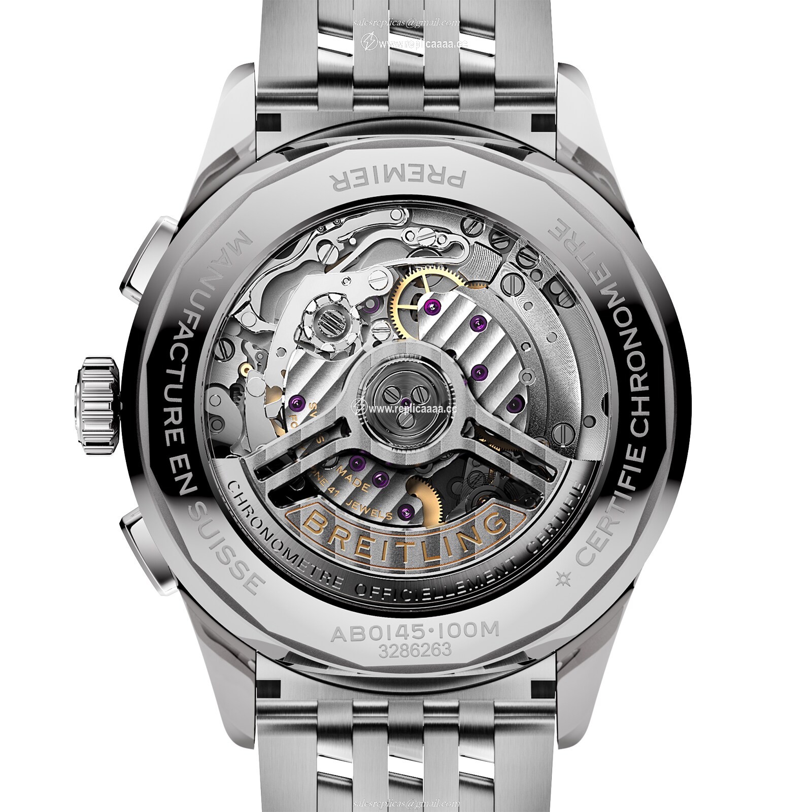 Replica Breitling Premier B01 Chronograph 42mm Mens details Green Stainless Steel AB0145371L1A1 2 Replica Breitling Premier B01 Chronograph 42mm Mens details Green Stainless Steel AB0145371L1A1