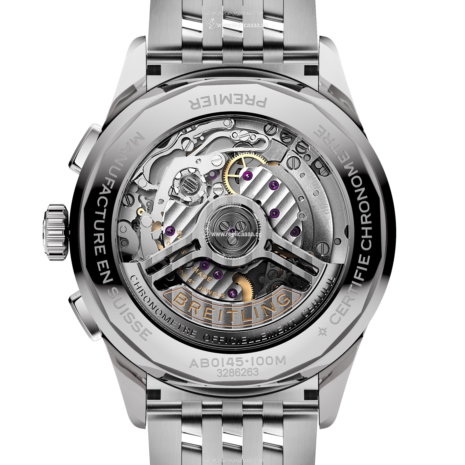 Replica Breitling Premier B01 Chronograph 42mm Mens details Black Stainless Steel AB0145221B1A1 2 Replica Breitling Premier B01 Chronograph 42mm Mens details Black Stainless Steel AB0145221B1A1