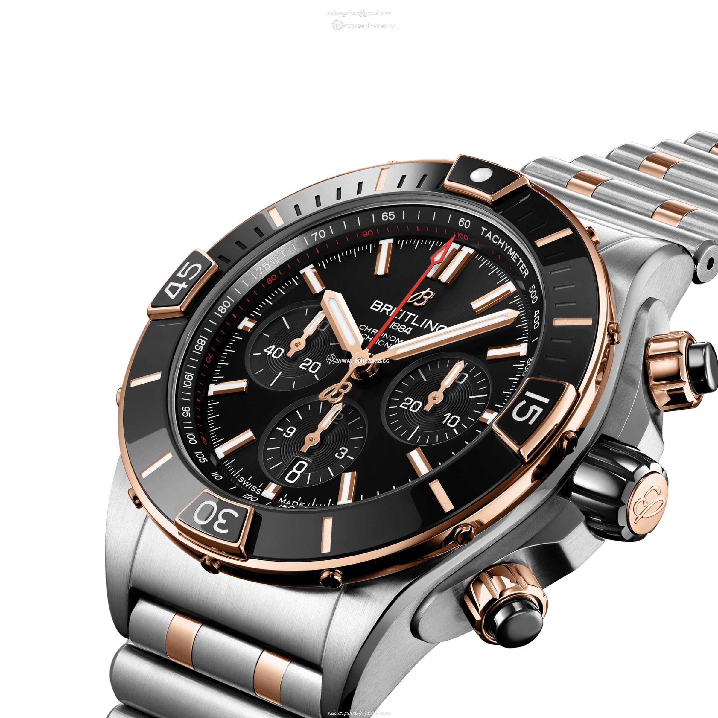 Replica Breitling Super Chronomat B01 44 Stainless Steel 18k Red Gold details UB0136251B1U1 2 Replica Breitling Super Chronomat B01 44 Stainless Steel 18k Red Gold details UB0136251B1U1