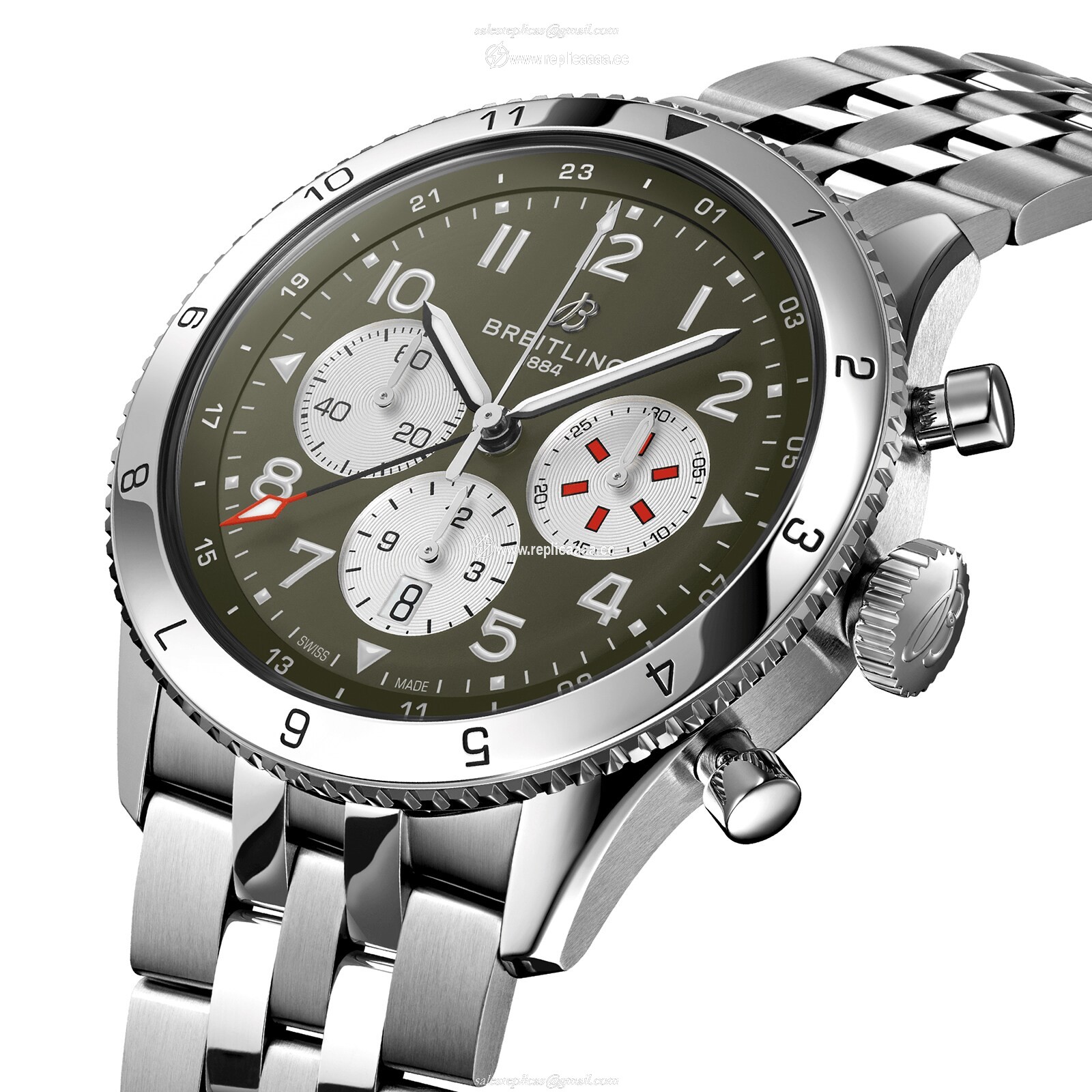 Replica Breitling Super AVI B04 Chronograph GMT 46 Curtiss Warhawk details AB04452A1L1A1