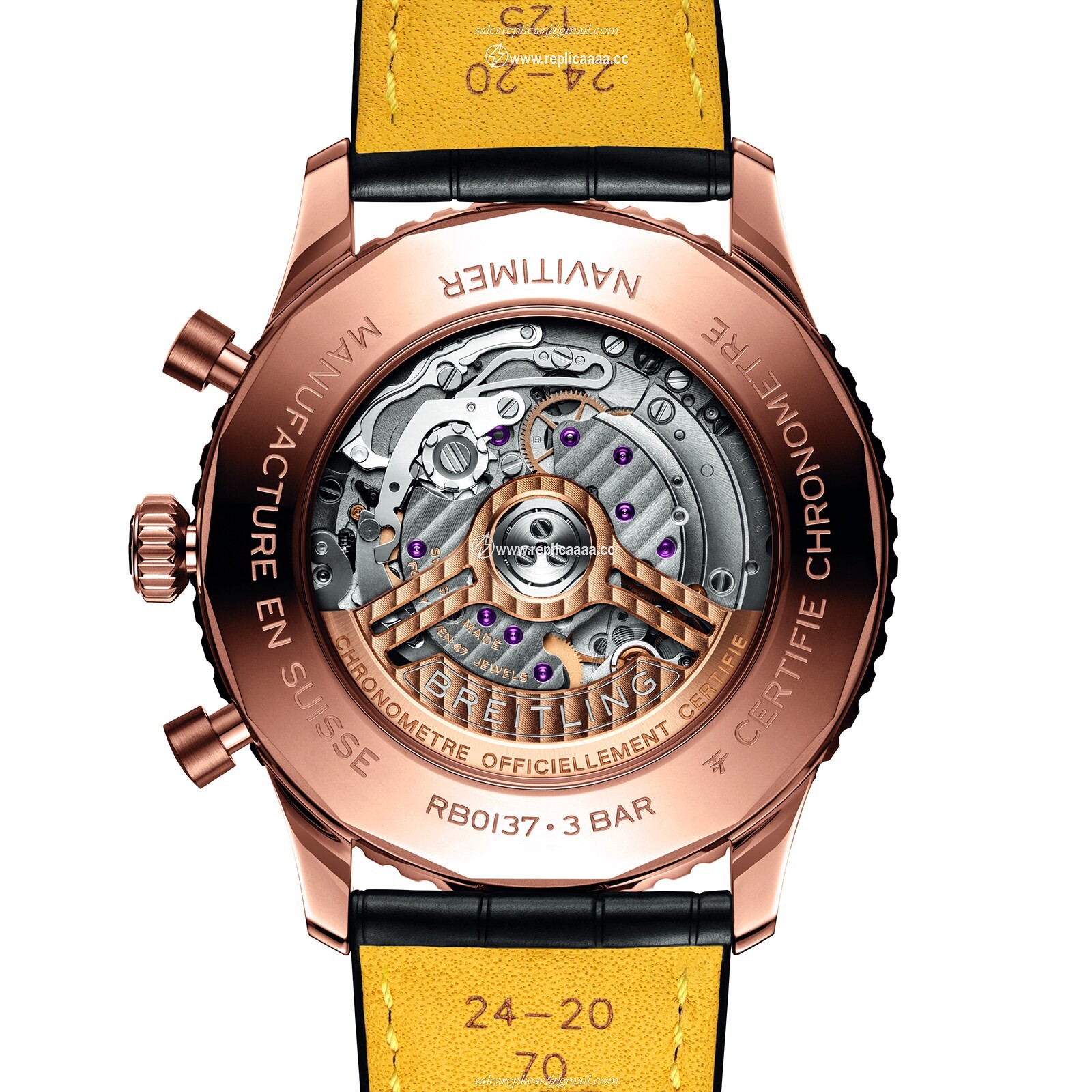 Replica Breitling Navitimer B01 Chronograph 46 18k Red Gold details RB0137241G1P1 2 Replica Breitling Navitimer B01 Chronograph 46 18k Red Gold details RB0137241G1P1