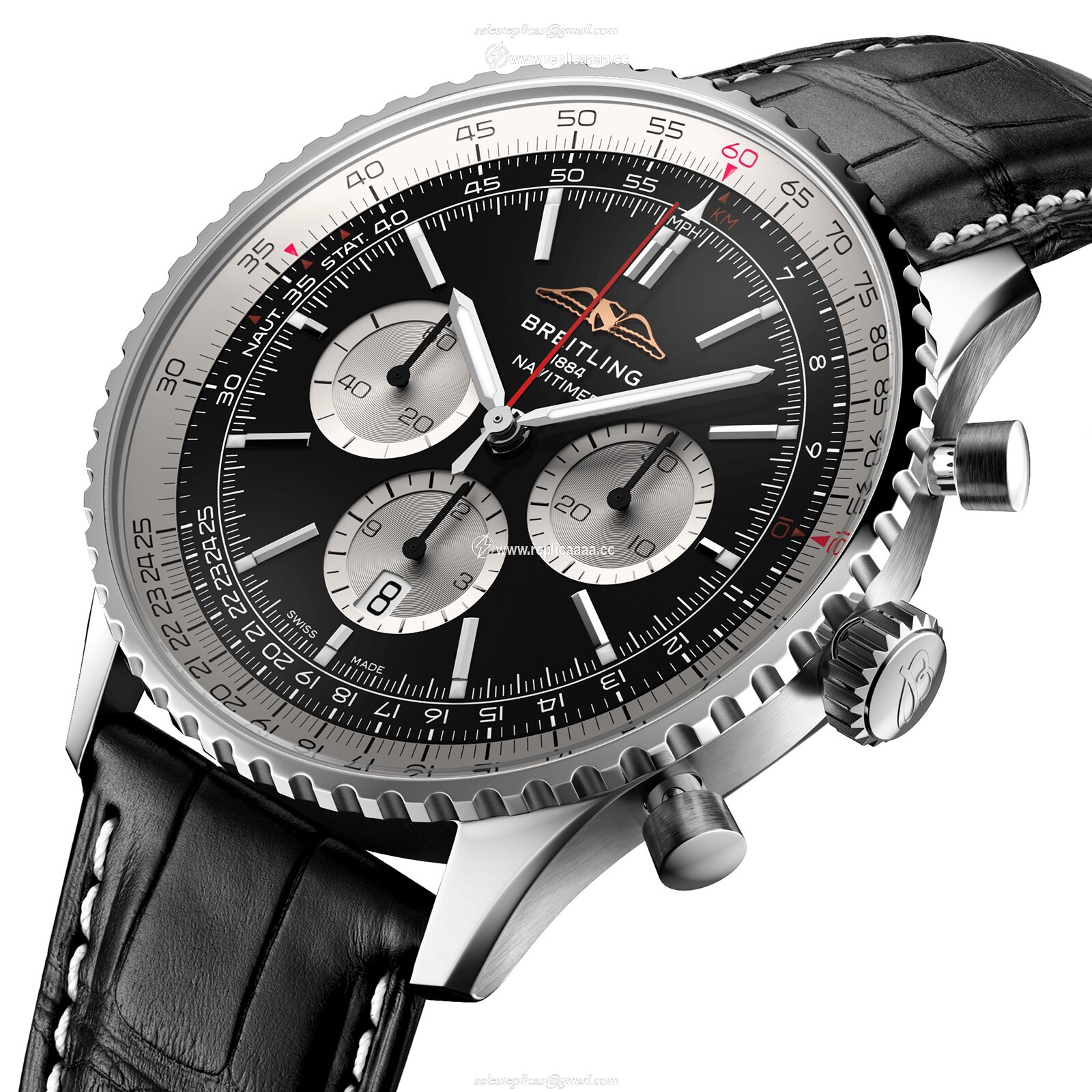 Replica Breitling Navitimer B01 Chronograph 46 Stainless Steel Leather Strap details AB0137211B1P1 2 Replica Breitling Navitimer B01 Chronograph 46 Stainless Steel Leather Strap details AB0137211B1P1