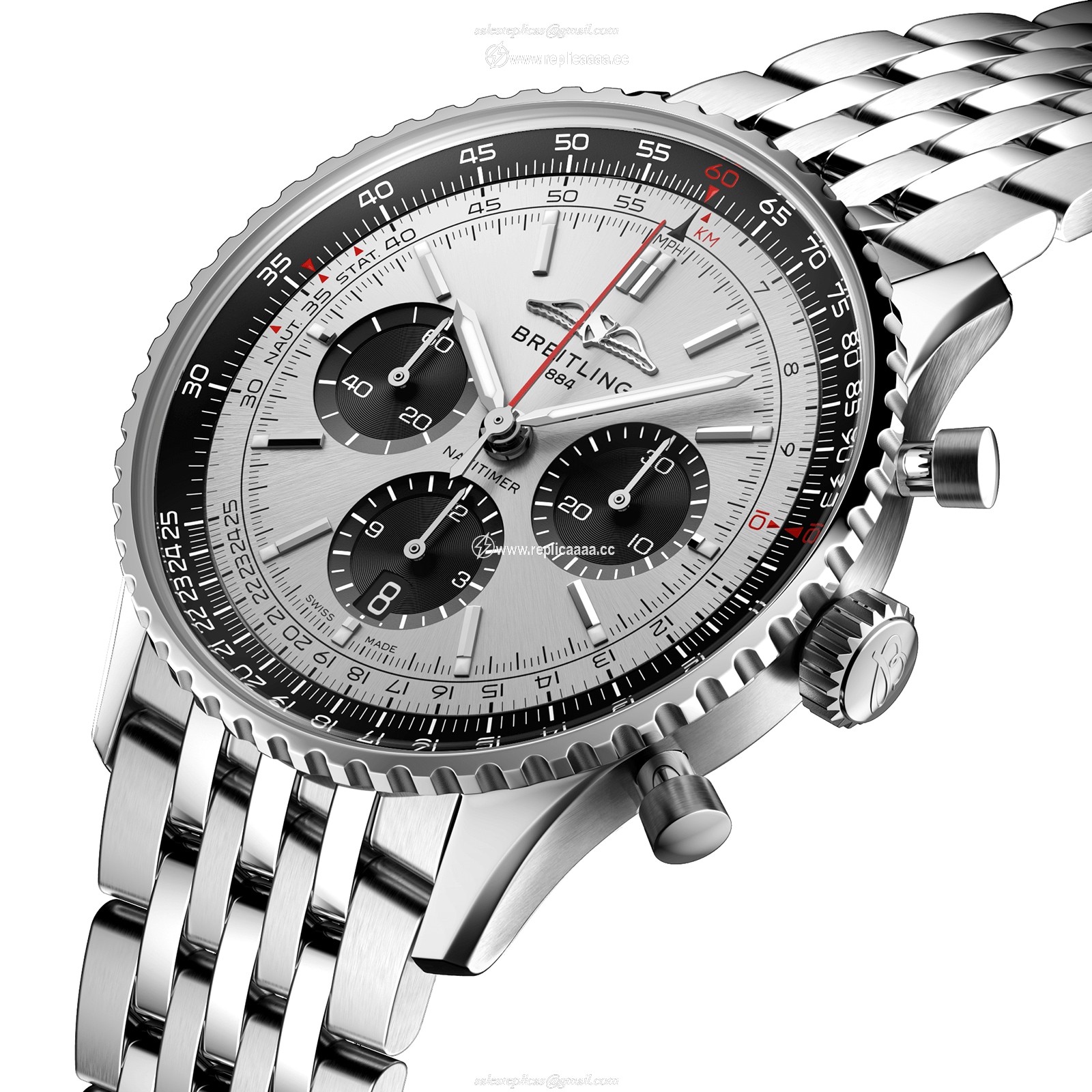 Replica Breitling Navitimer B01 Chronograph 43 Silver details AB0138241G1A1