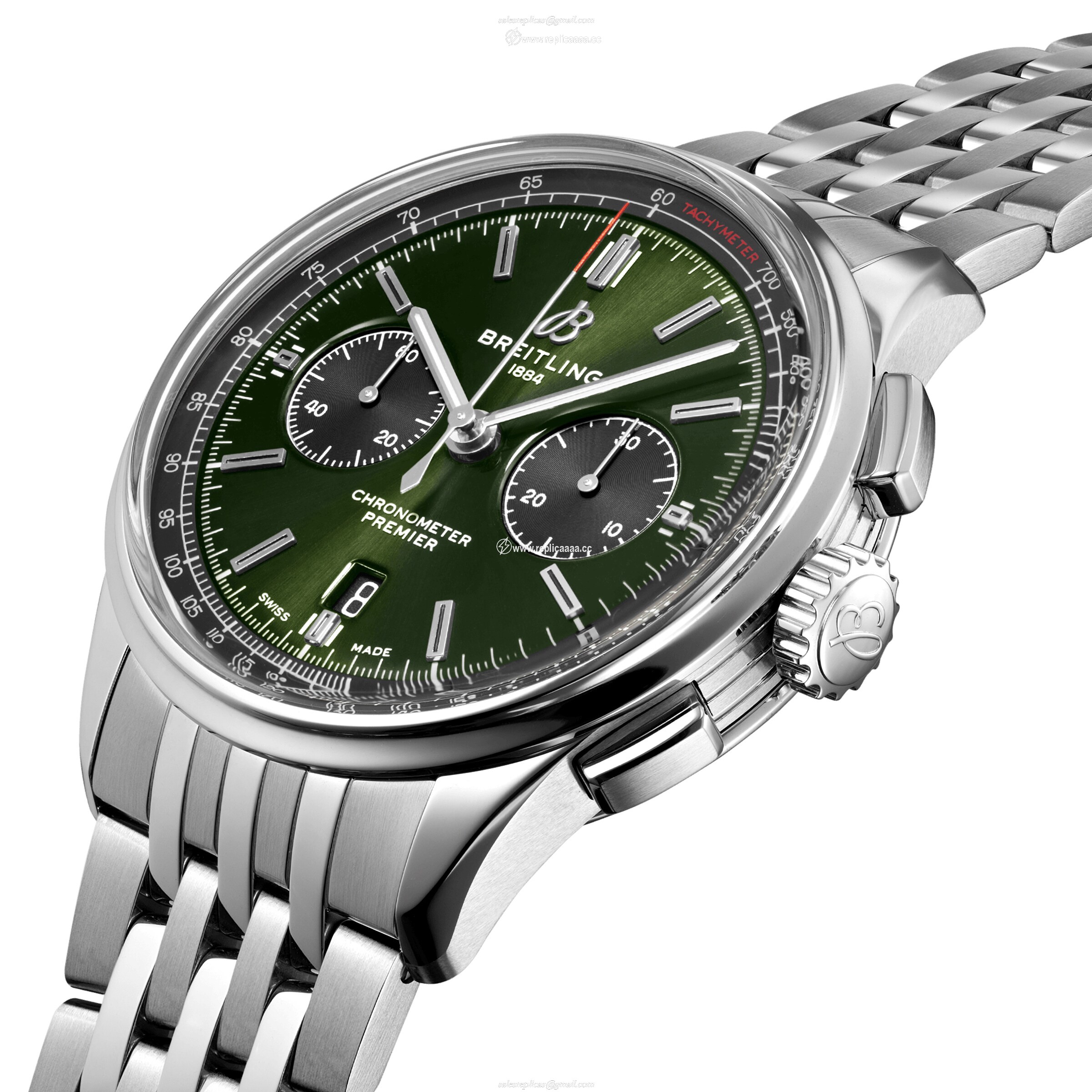 Replica Breitling Premier B01 Chronograph 42 Stainless Steel details AB0118221L1A1