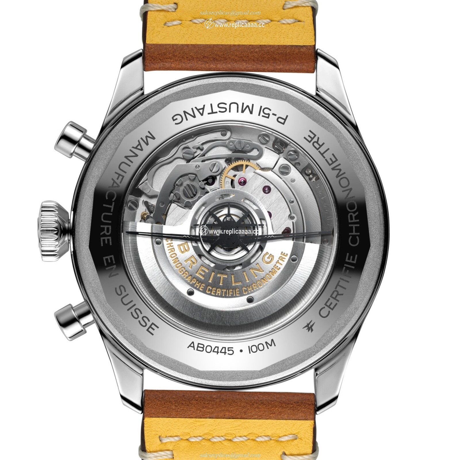 Replica Breitling Super AVI B04 Chronograph GMT 46 P-51 Mustang details AB04453A1B1X1 2 Replica Breitling Super AVI B04 Chronograph GMT 46 P-51 Mustang details AB04453A1B1X1