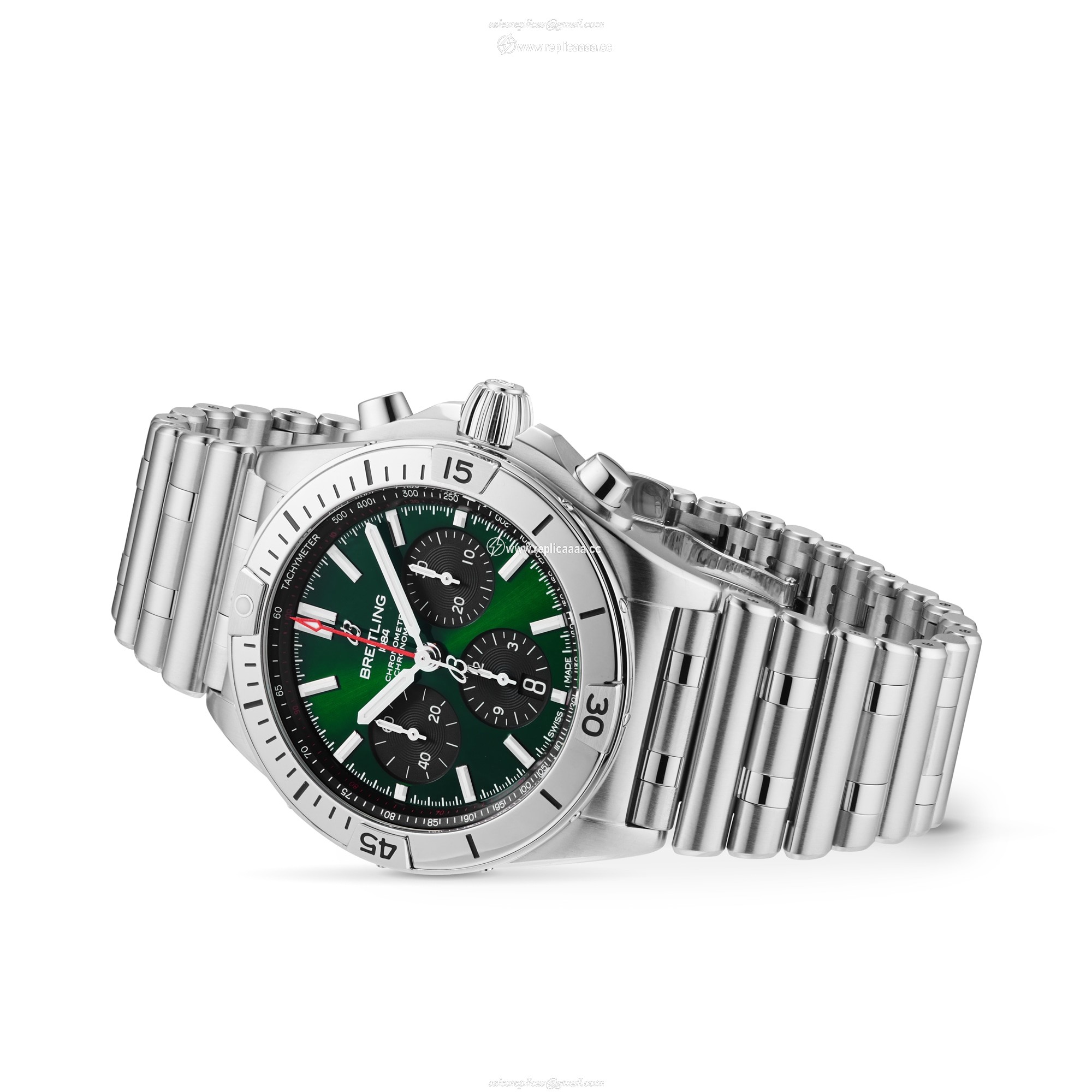 Replica Breitling Chronomat B01 42 Stainless Steel - Green details AB0134101L1A1