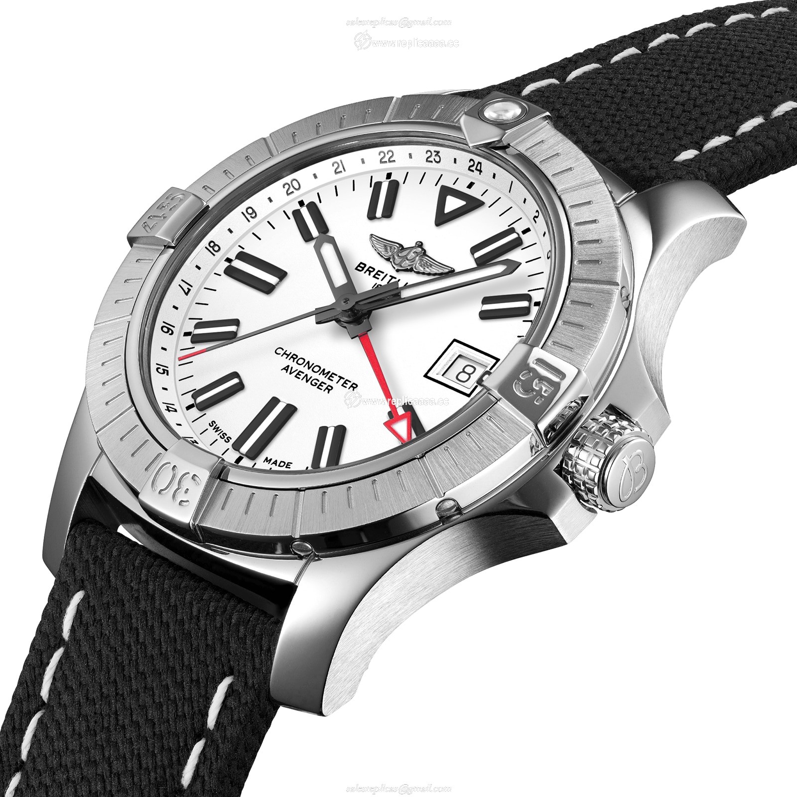 Replica Breitling Avenger Automatic GMT 43 Stainless Steel Leather Strap details A32397101A1X2 2 Replica Breitling Avenger Automatic GMT 43 Stainless Steel Leather Strap details A32397101A1X2