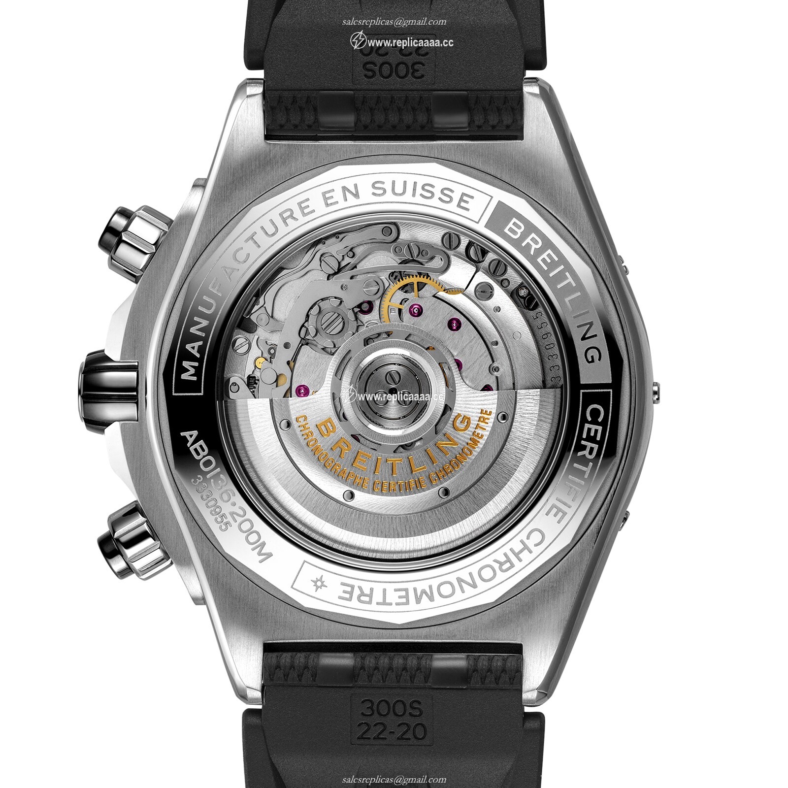Replica Breitling Super Chronomat B01 44 Stainless Steel Rubber Strap details AB0136251B1S1