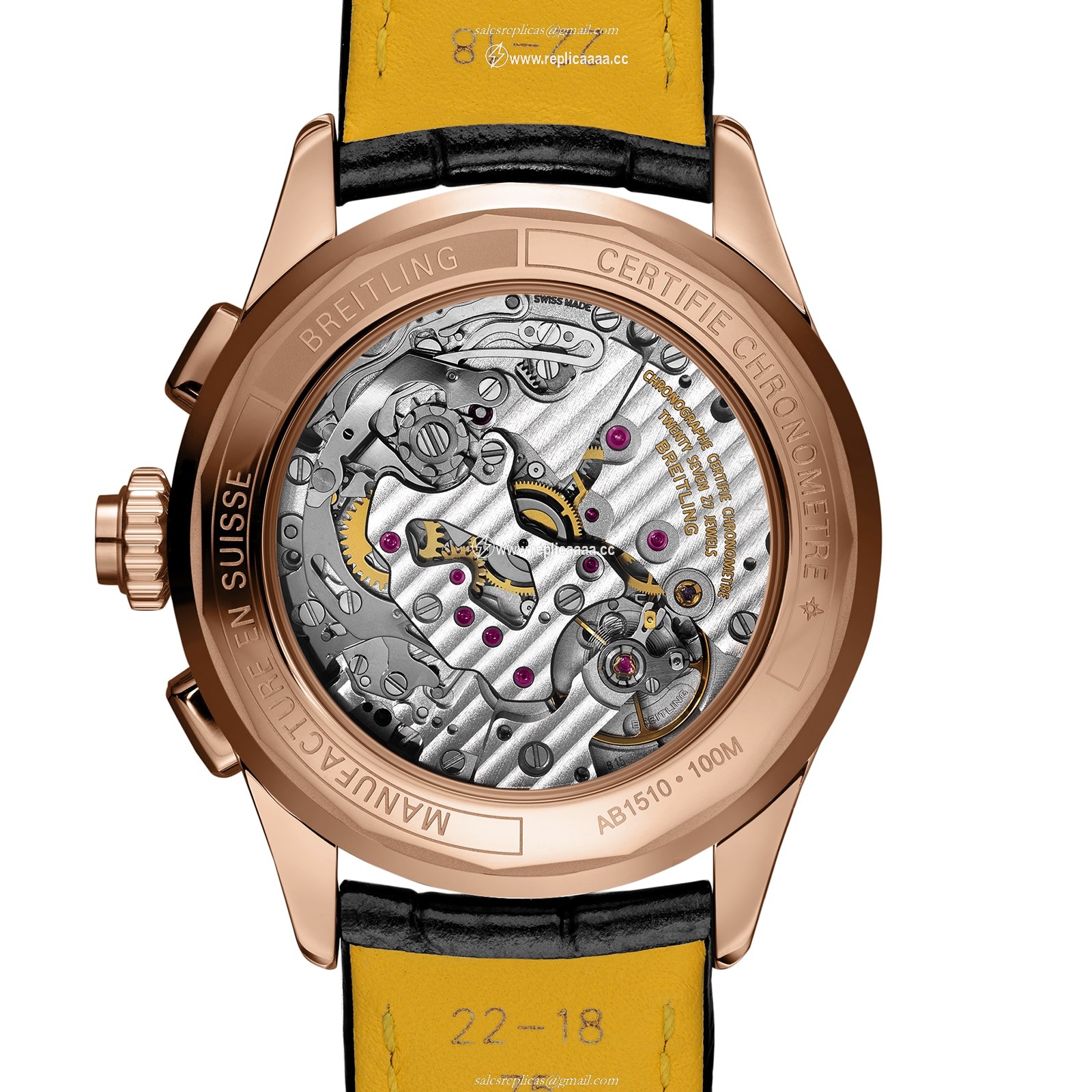 Replica Breitling Premier B15 Duograph 42 18k Red Gold details RB1510251B1P1