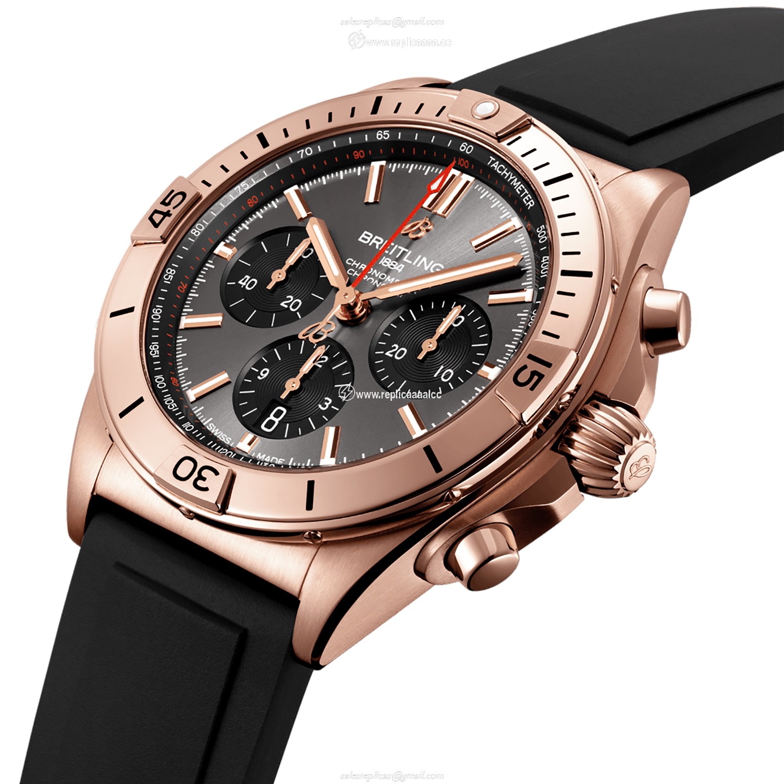 Replica Breitling Chronomat B01 42 18k Red Gold details RB0134101B1S1