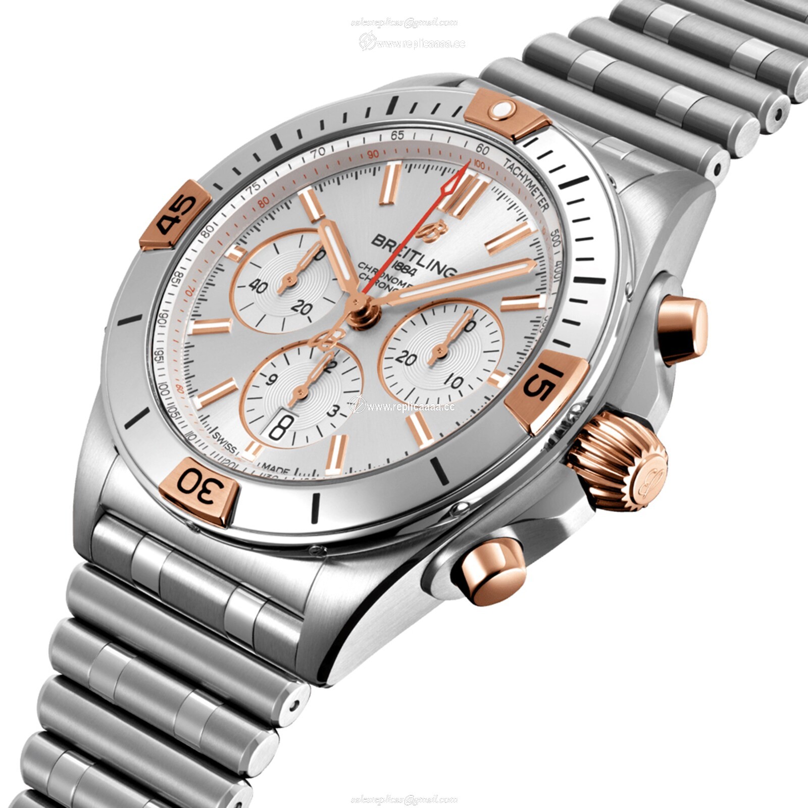 Replica Breitling Chronomat B01 42 Stainless Steel 18k Red Gold details IB0134101G1A1 2 Replica Breitling Chronomat B01 42 Stainless Steel 18k Red Gold details IB0134101G1A1