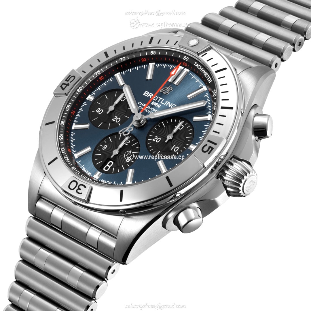 Replica Breitling Chronomat B01 42 Stainless Steel - Blue details AB0134101C1A1 2 Replica Breitling Chronomat B01 42 Stainless Steel - Blue details AB0134101C1A1