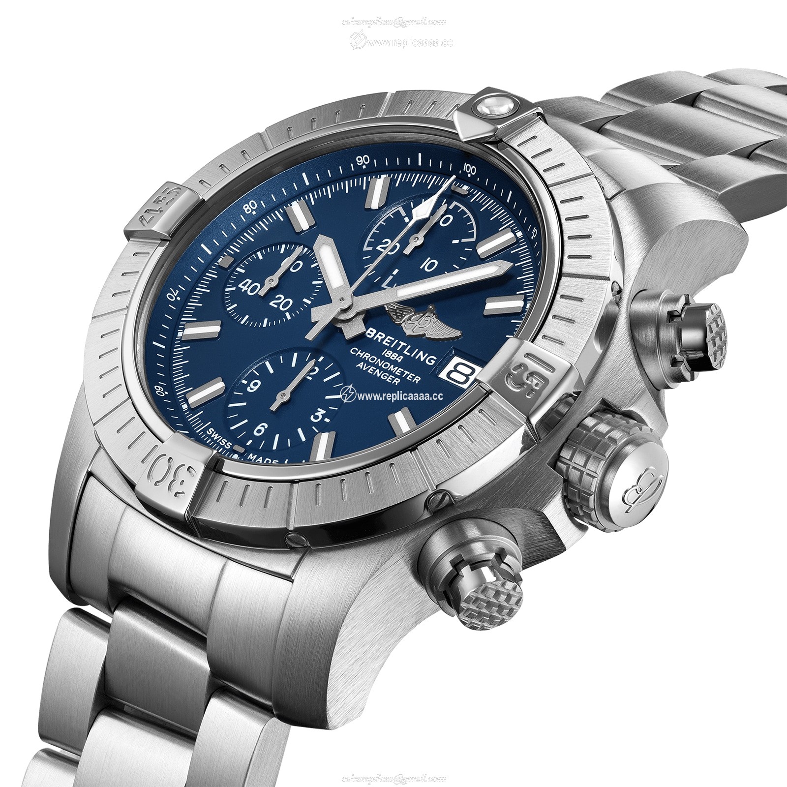 Replica Breitling Avenger Chronograph 43 Stainless Steel details A13385101C1A1 2 Replica Breitling Avenger Chronograph 43 Stainless Steel details A13385101C1A1
