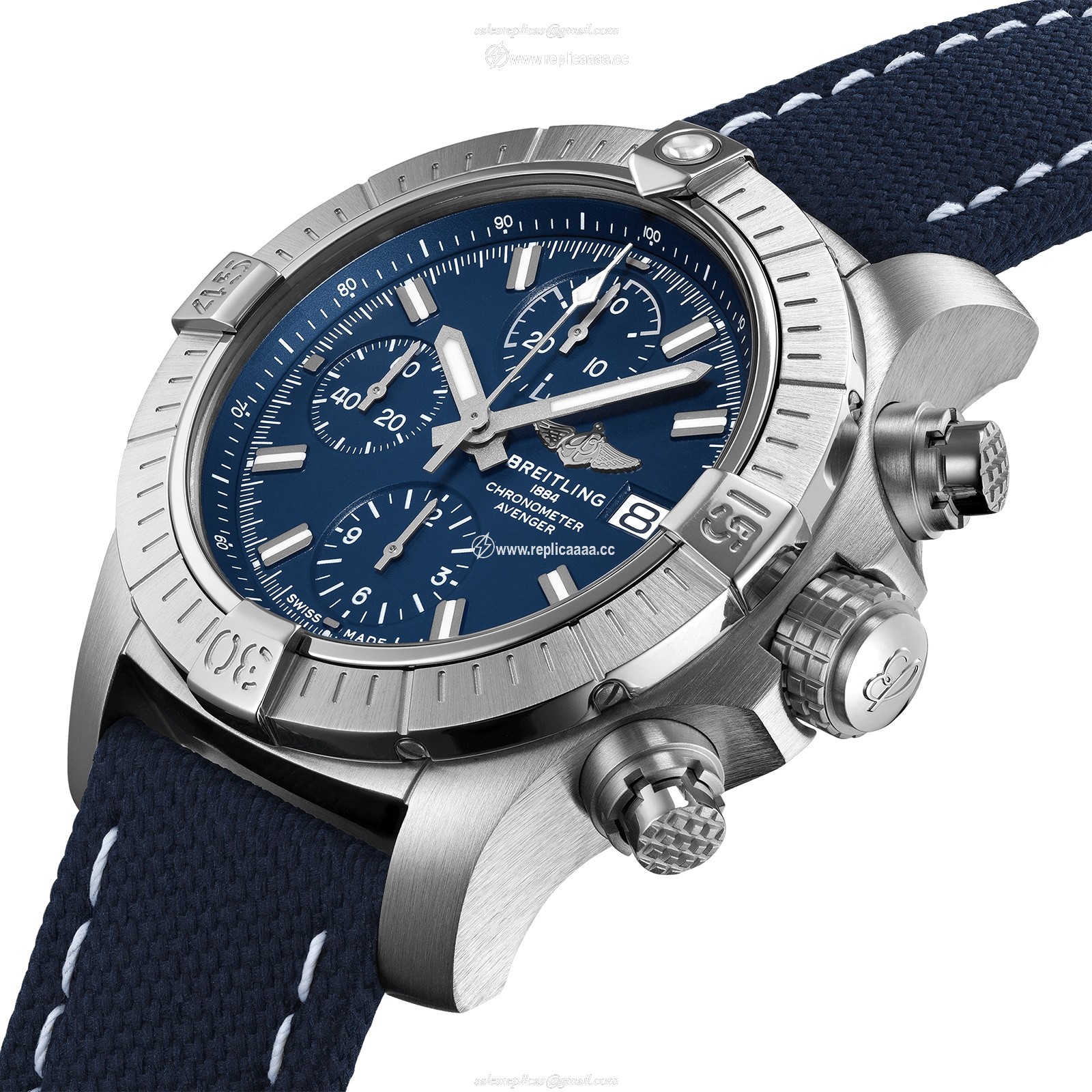 Replica Breitling Avenger Chronograph 43 Stainless Steel details A13385101C1X2