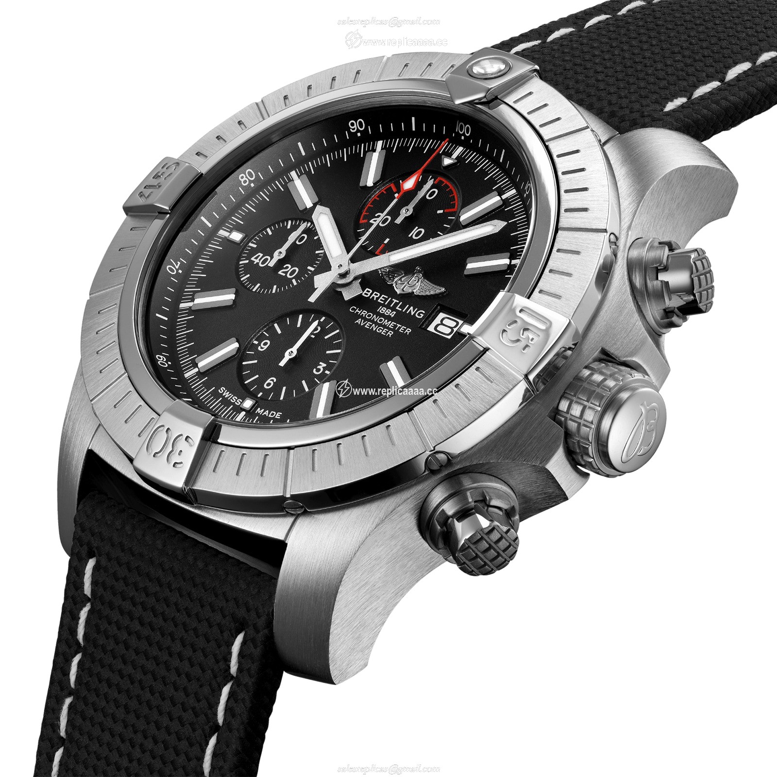 Replica Breitling Super Avenger Chronograph 48 Stainless Steel Leather Strap details A13375101B1X2 2 Replica Breitling Super Avenger Chronograph 48 Stainless Steel Leather Strap details A13375101B1X2