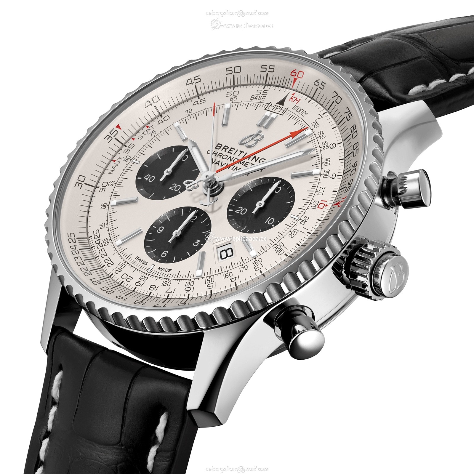 Replica Breitling Navitimer B03 Chronograph Rattrapante 45 details AB0311211G1P1