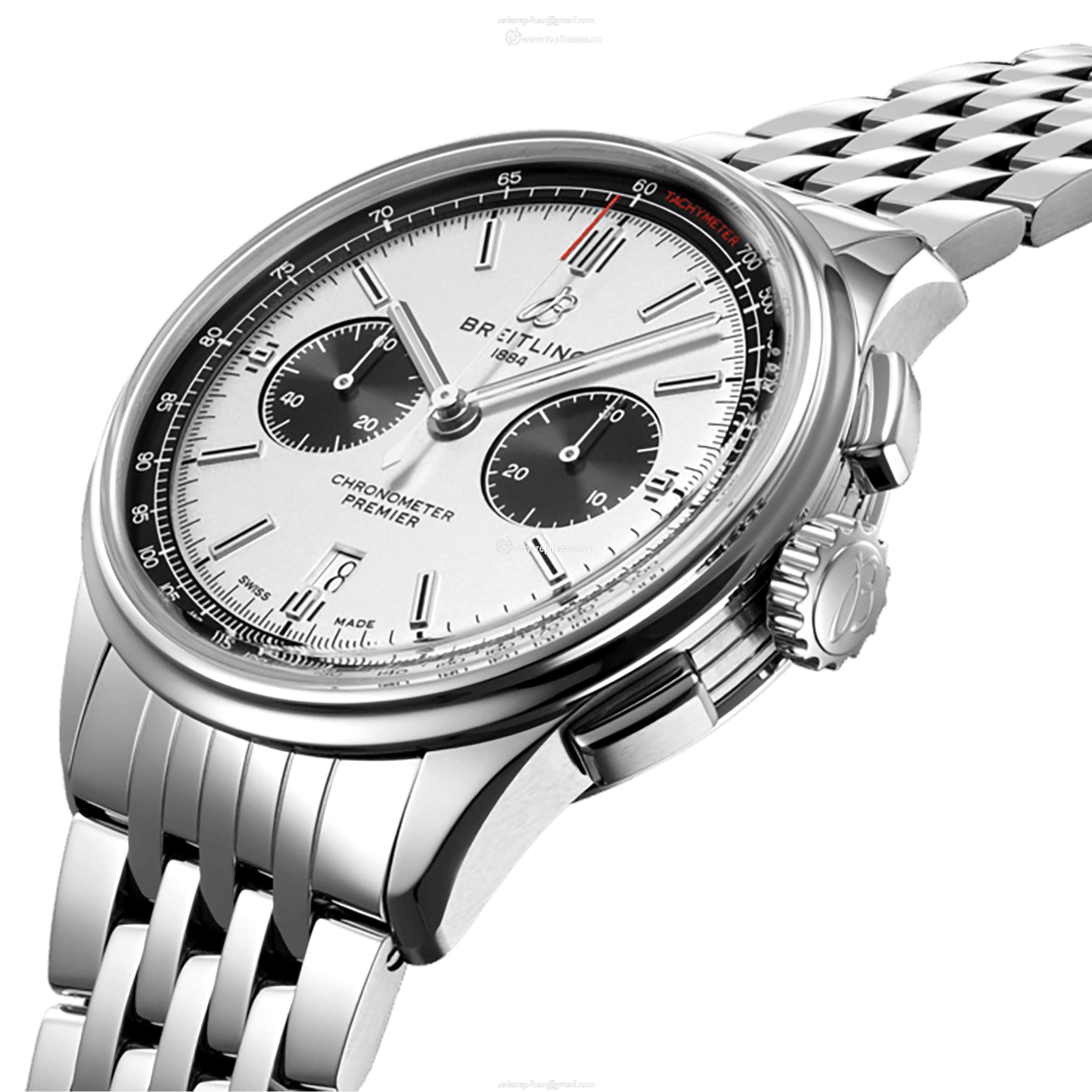 Replica Breitling Premier B01 Chronograph 42 Stainless Steel details AB0118221G1A1
