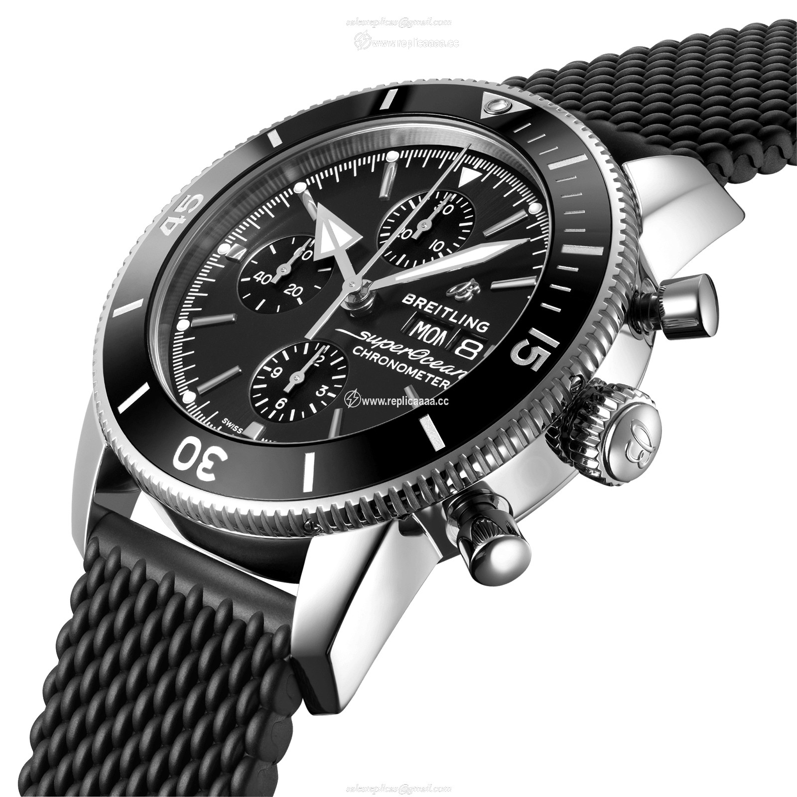 Replica Breitling Superocean Heritage Chronograph 44 Stainless Steel Rubber Strap details A13313121B1S1 2 Replica Breitling Superocean Heritage Chronograph 44 Stainless Steel Rubber Strap details A13313121B1S1