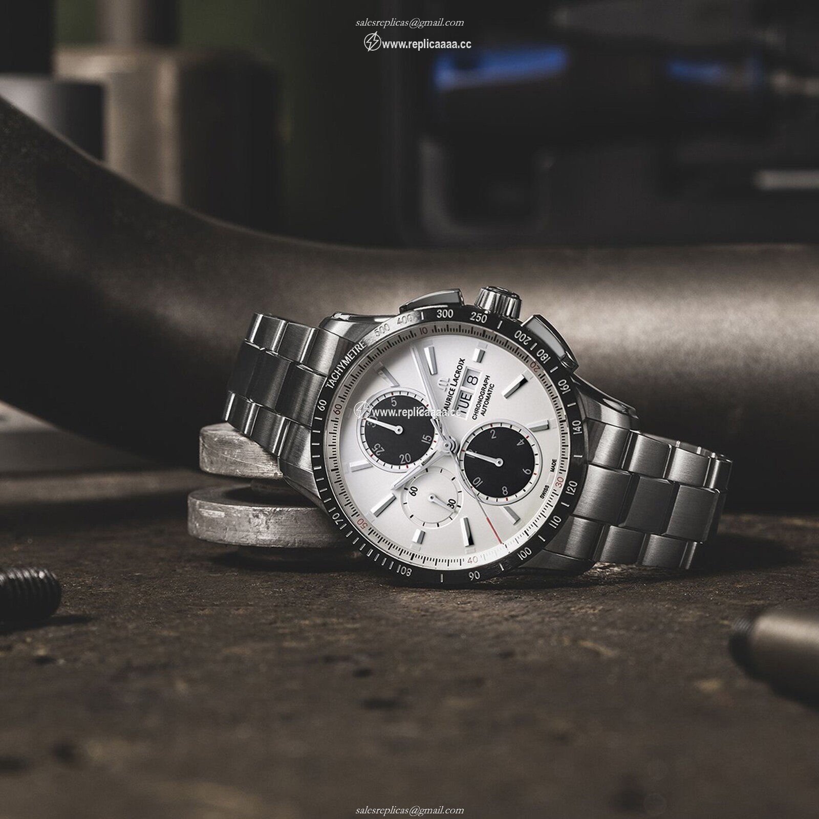 Replica Maurice Lacroix Pontos S Chronograph 43mm Mens details White PT6038-SSL22-130-1 2 Replica Maurice Lacroix Pontos S Chronograph 43mm Mens details White PT6038-SSL22-130-1