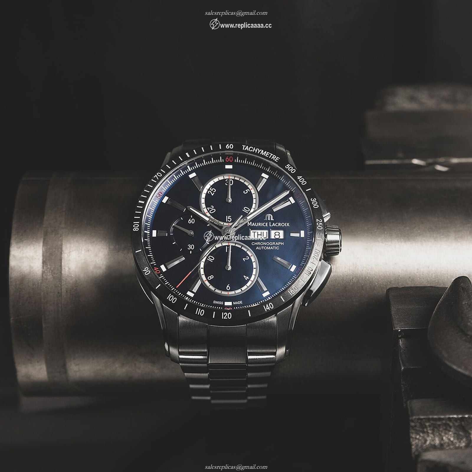 Replica Maurice Lacroix Pontos S Chronograph 43mm Mens details Blue PT6038-SSL22-430-1 2 Replica Maurice Lacroix Pontos S Chronograph 43mm Mens details Blue PT6038-SSL22-430-1