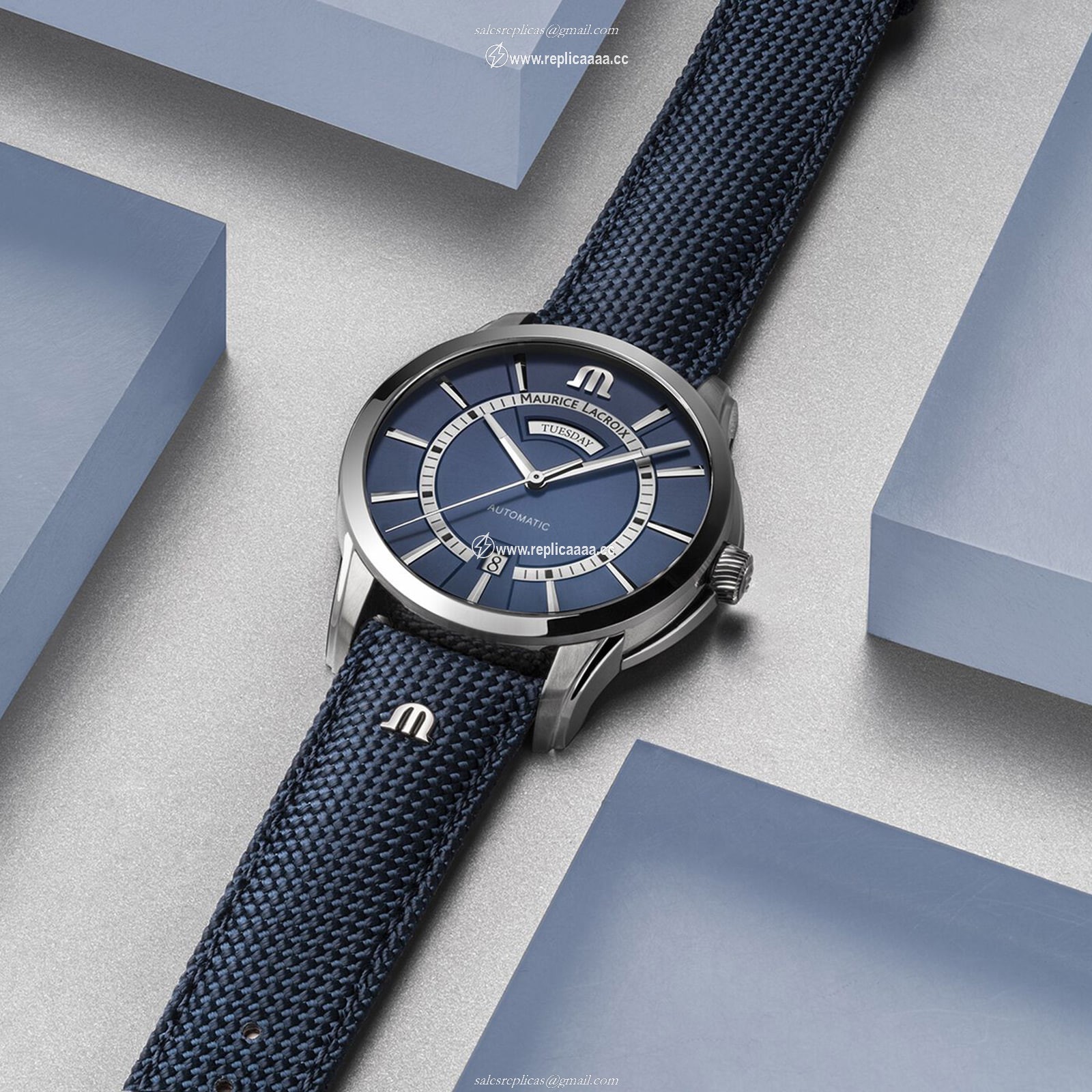 Replica Maurice Lacroix Pontos Day Date 40.5mm Mens details Blue PT6358-SS004-431-4 2 Replica Maurice Lacroix Pontos Day Date 40.5mm Mens details Blue PT6358-SS004-431-4