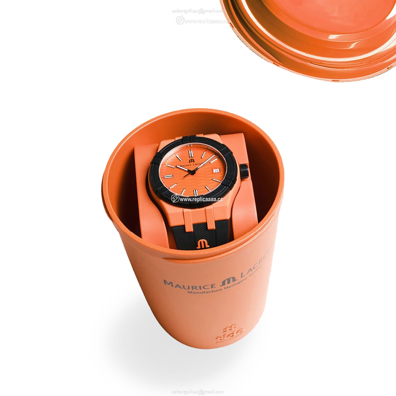 Replica Maurice Lacroix Aikon Tide 40mm Mens details Orange AI2008-50050-300-0 2 Replica Maurice Lacroix Aikon Tide 40mm Mens details Orange AI2008-50050-300-0