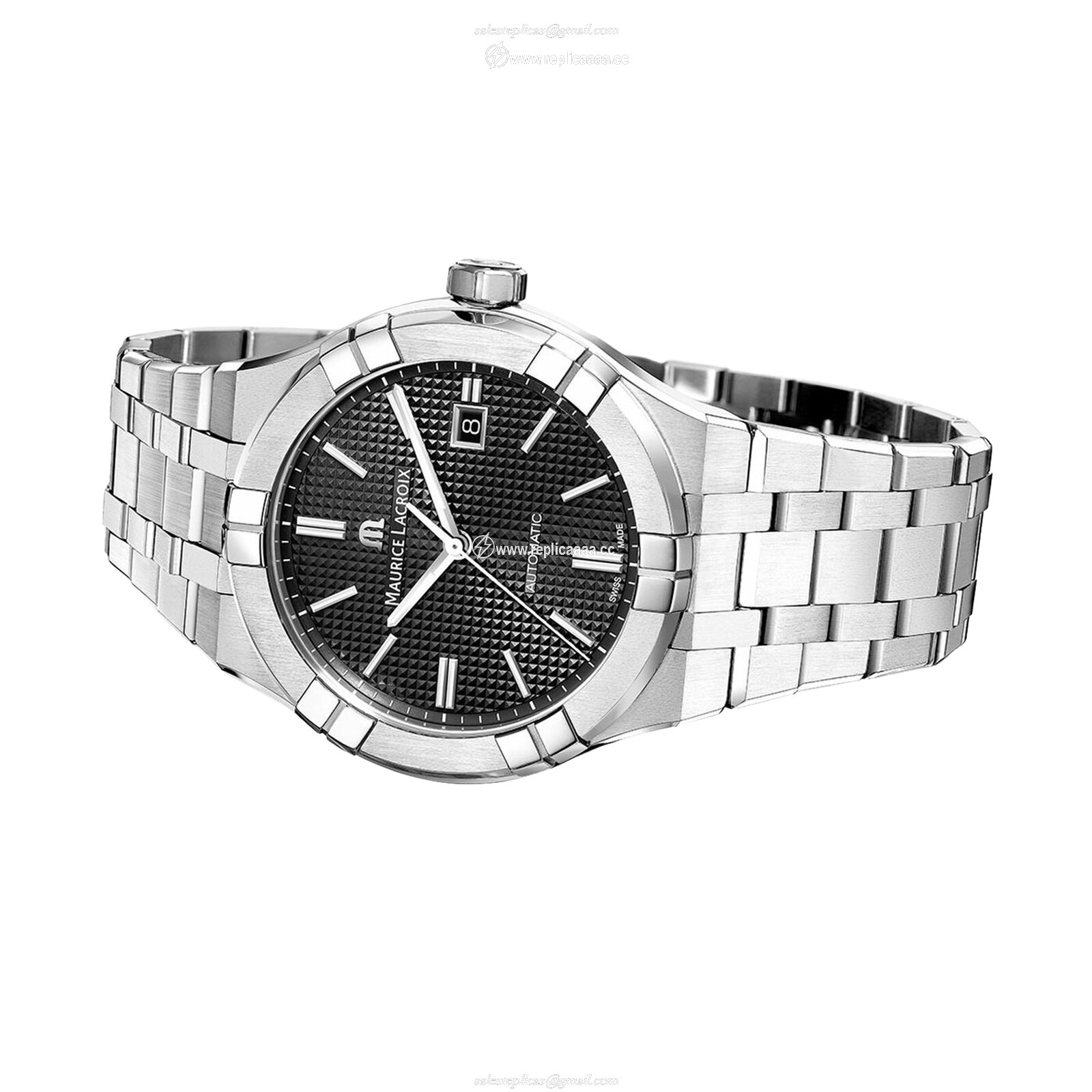 Replica Maurice Lacroix Aikon Automatic Date 42mm Mens details Black AI6008-SS002-330-1 2 Replica Maurice Lacroix Aikon Automatic Date 42mm Mens details Black AI6008-SS002-330-1