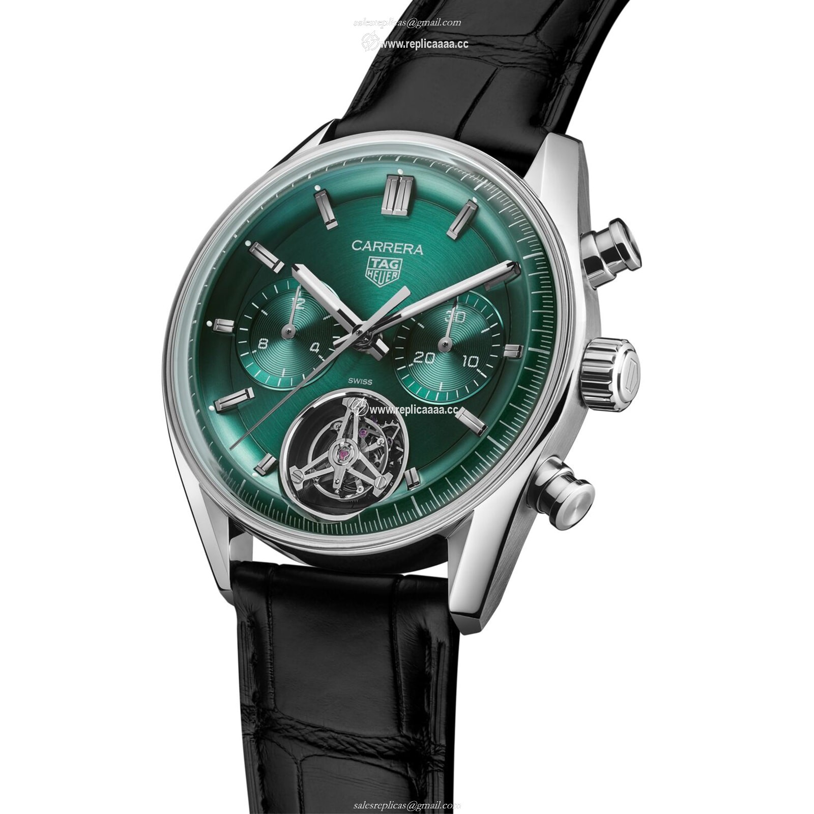 Replica TAG Heuer Carrera Chronograph Tourbillon 42mm Mens details Green CBS5011.FC6566 2 Replica TAG Heuer Carrera Chronograph Tourbillon 42mm Mens details Green CBS5011.FC6566