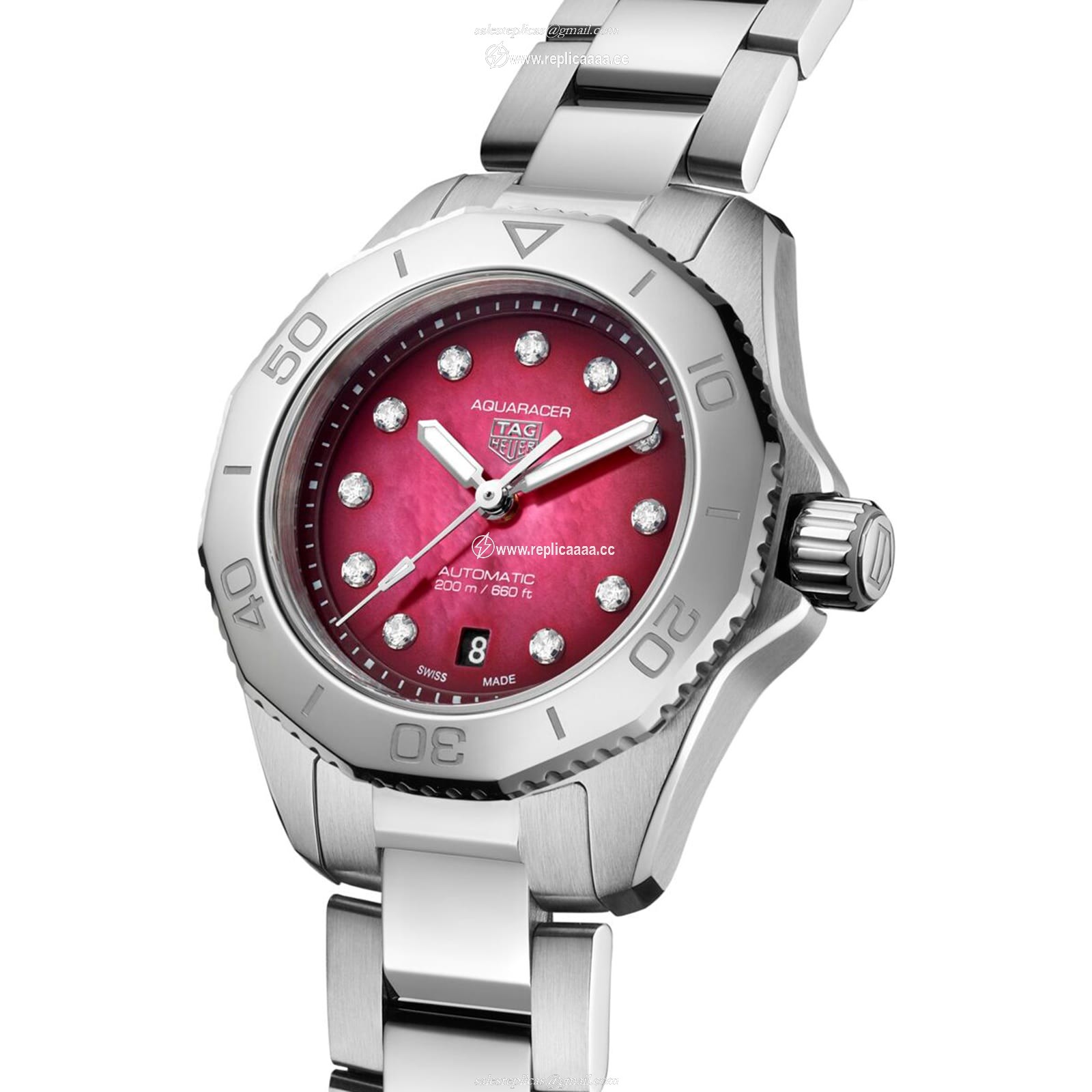Replica TAG Heuer Aquaracer Professional 200 Date 30mm Ladies details Red WBP2414.BA0622