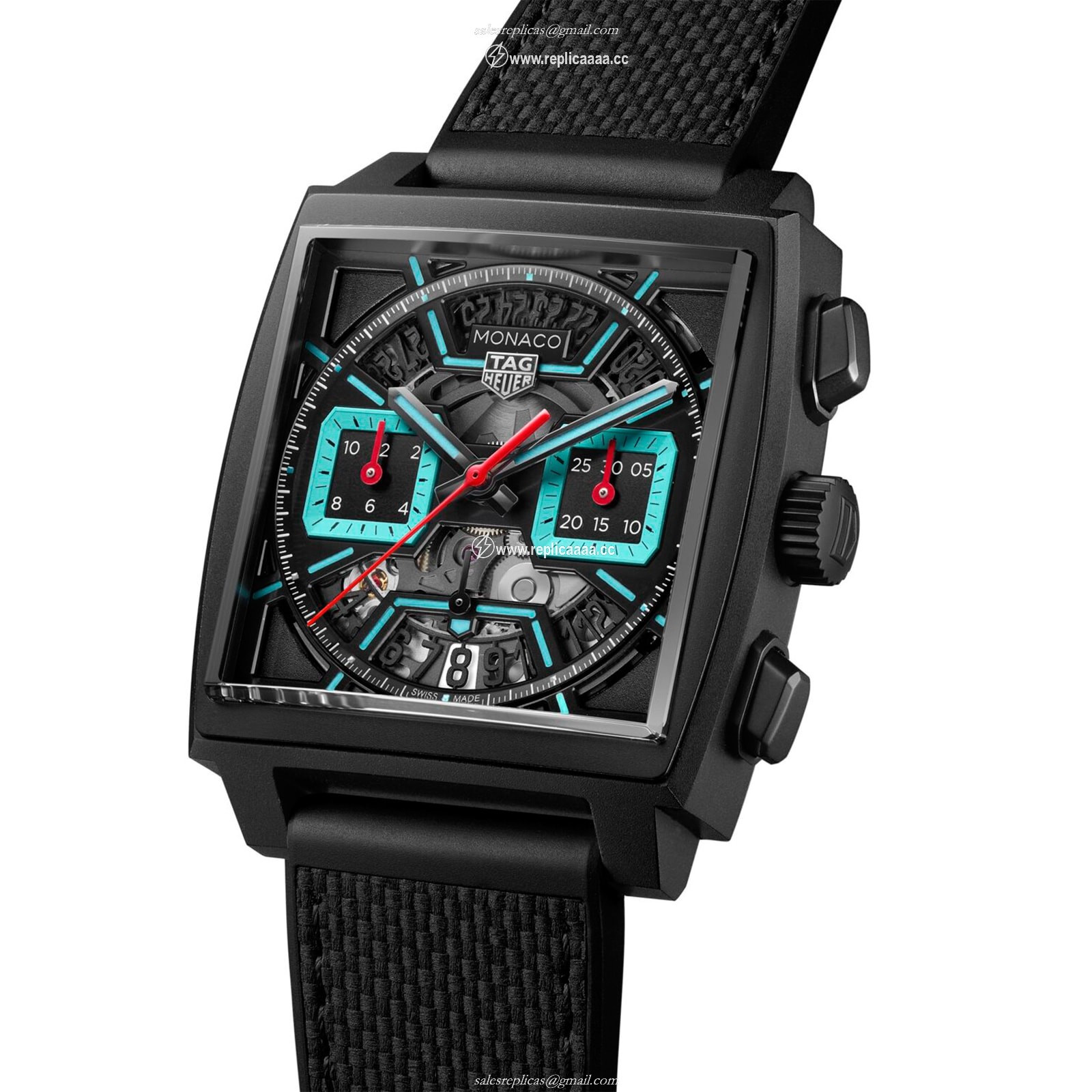 Replica TAG Heuer Monaco Chronograph 39mm Mens details Titanium Turqouise CBL2184.FT6236 2 Replica TAG Heuer Monaco Chronograph 39mm Mens details Titanium Turqouise CBL2184.FT6236