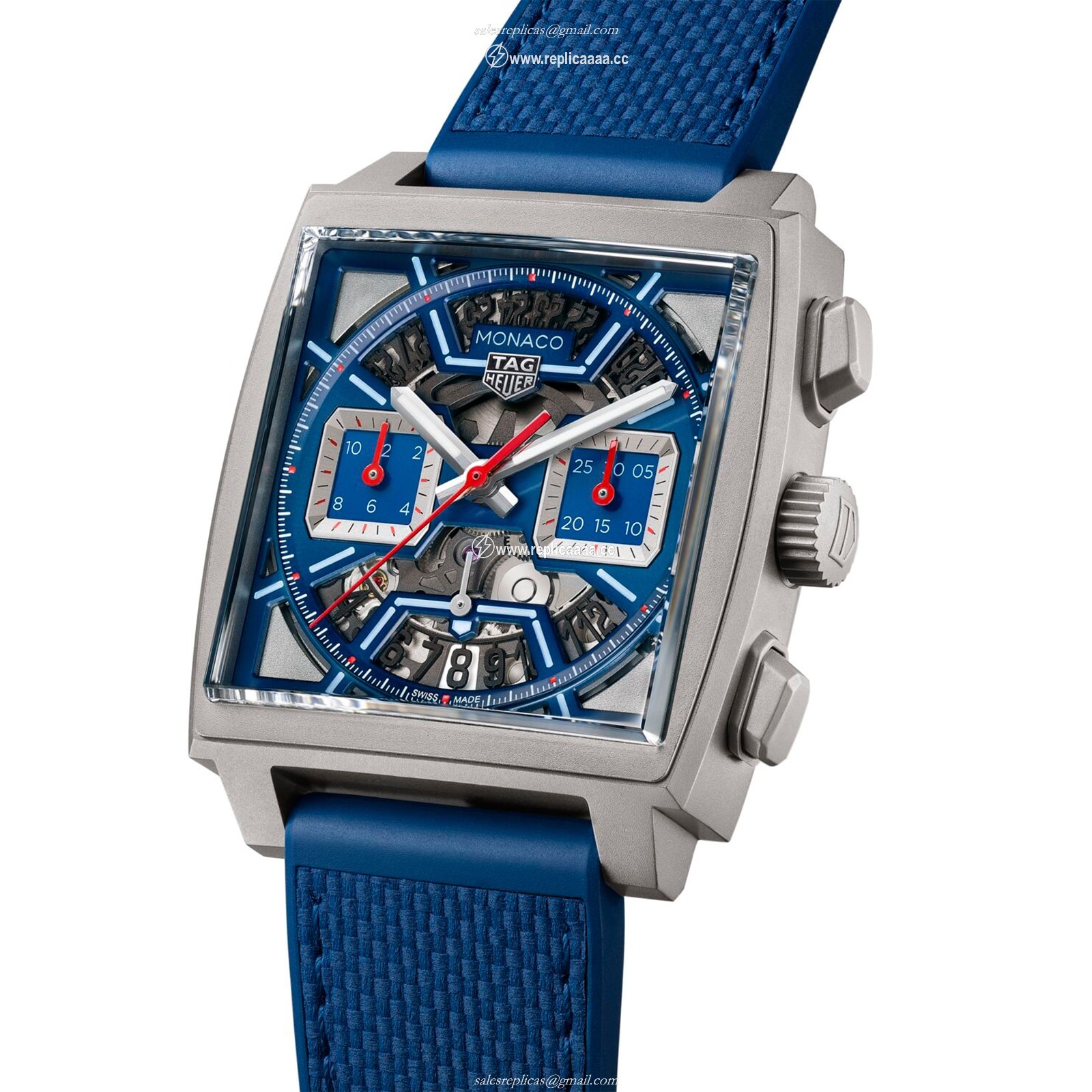 Replica TAG Heuer Monaco Chronograph 39mm Mens details Titanium Blue CBL2182.FT6235