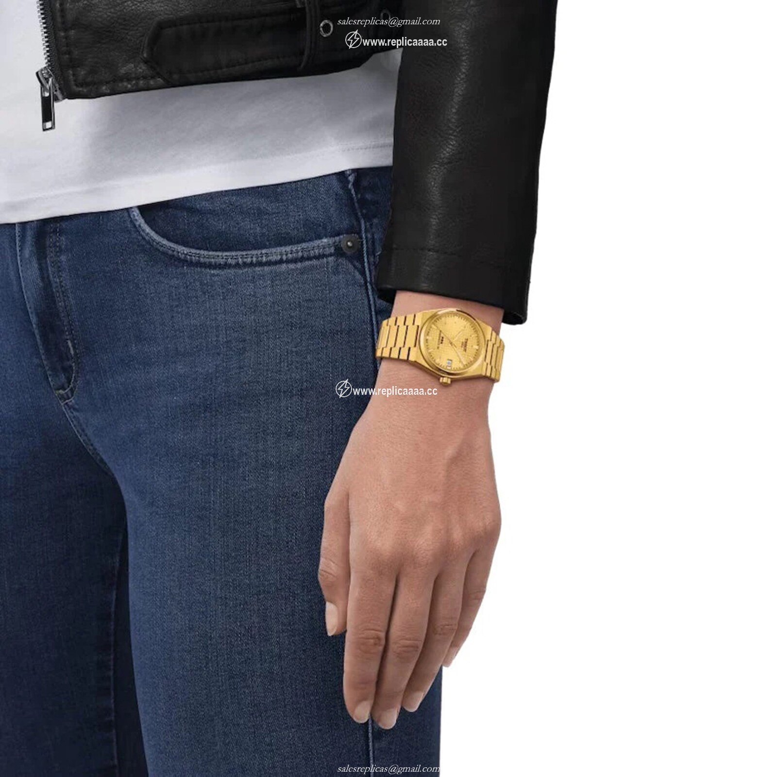 Replica Tissot PRX Powermatic 80 35mm Unisex details Gold T1372073302100 2 Replica Tissot PRX Powermatic 80 35mm Unisex details Gold T1372073302100