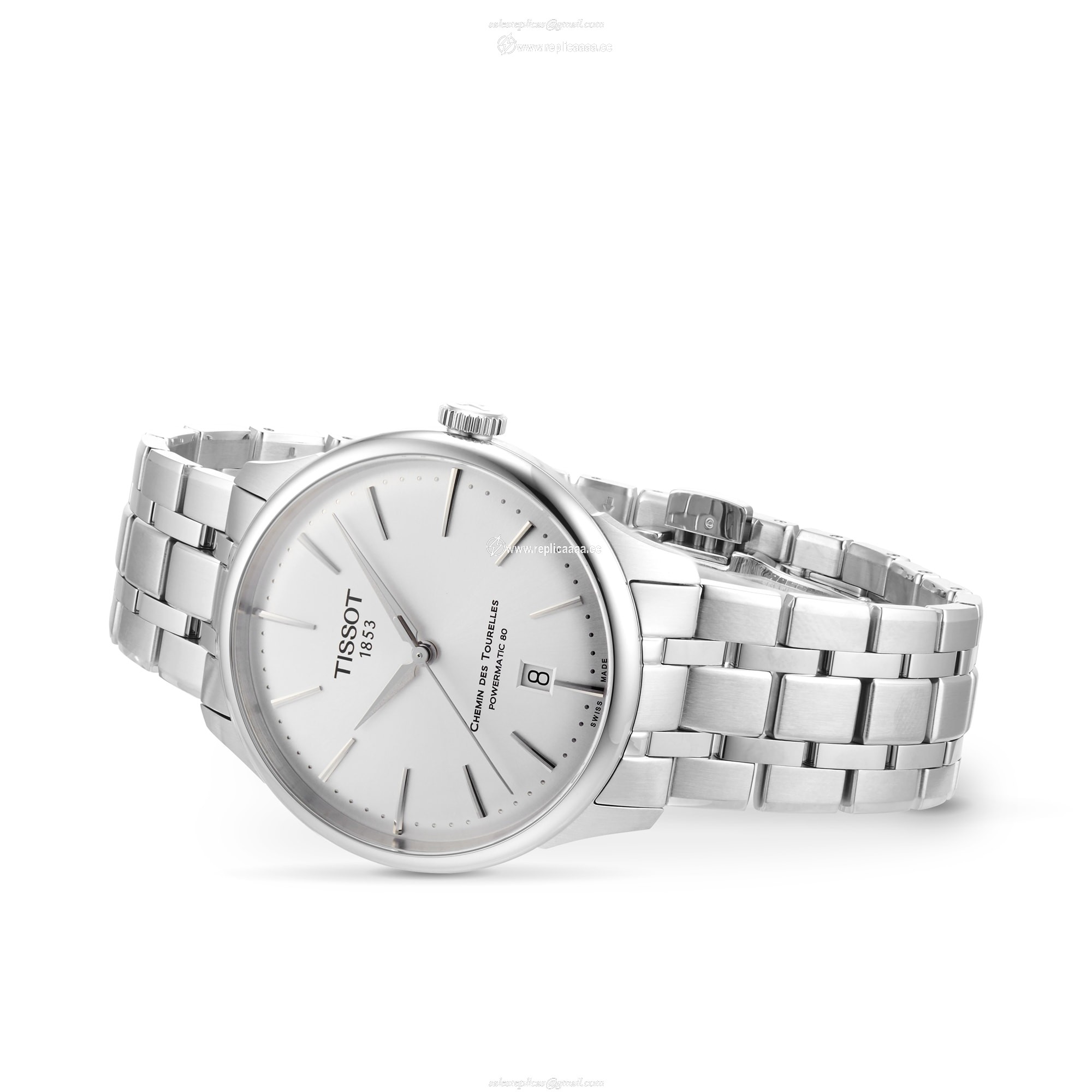 Replica Tissot Chemin Des Tourelles Powermatic 80 39mm Mens details - Silver T1398071103100