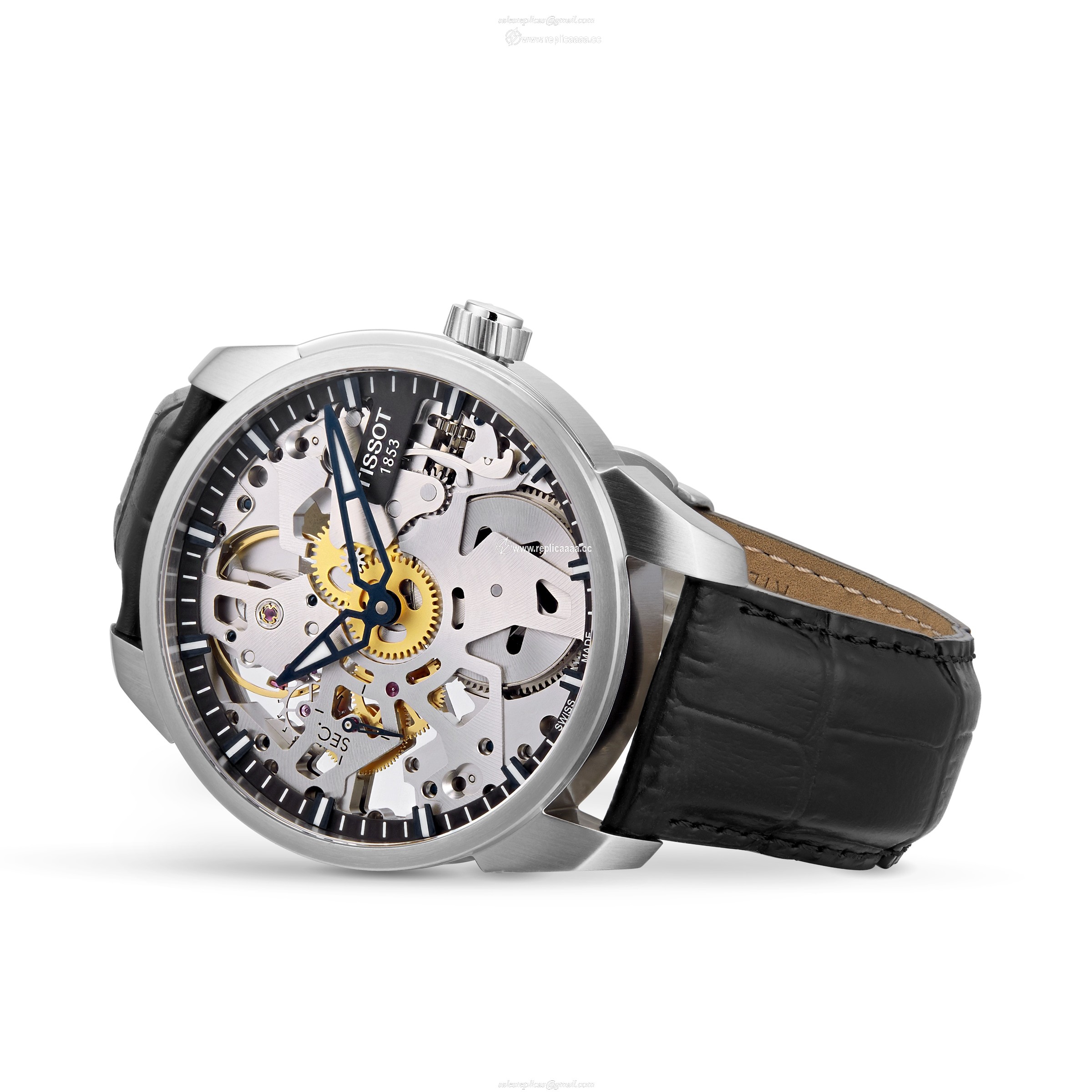 Replica Tissot Skeleton 43mm Mens details T0704051641100 2 Replica Tissot Skeleton 43mm Mens details T0704051641100