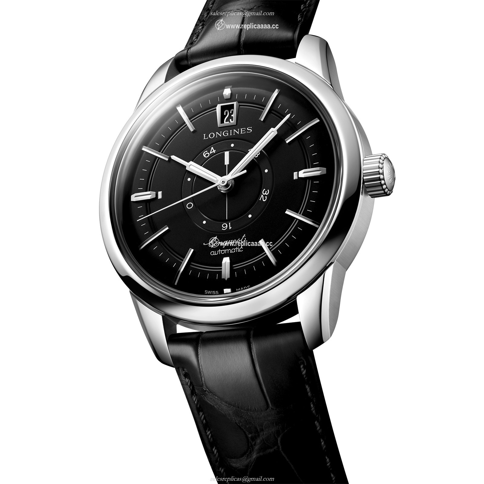 Replica Longines Conquest Heritage Central Power Reserve 38mm Mens details Black L16484522