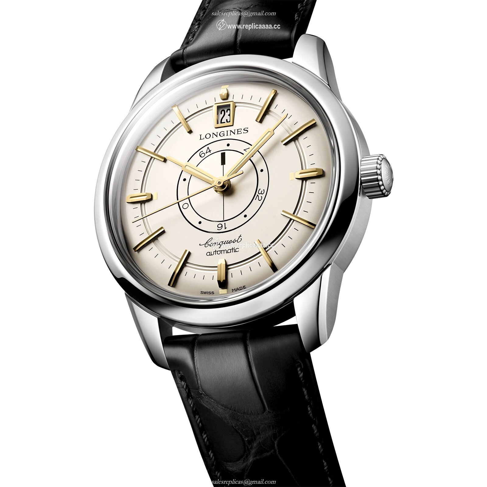 Replica Longines Conquest Heritage Central Power Reserve 38mm Mens details Cream L16484782