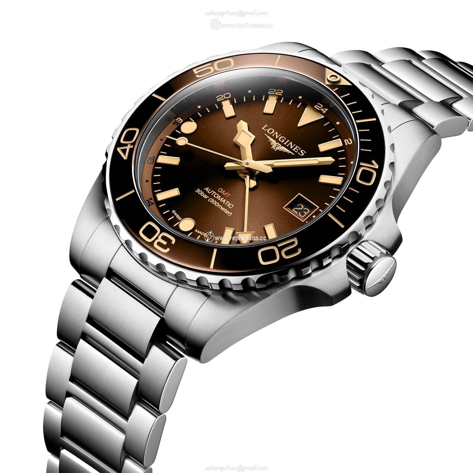 Replica Longines Hydroconquest 41mm Mens details Brown Stainless Steel L37904666 2 Replica Longines Hydroconquest 41mm Mens details Brown Stainless Steel L37904666
