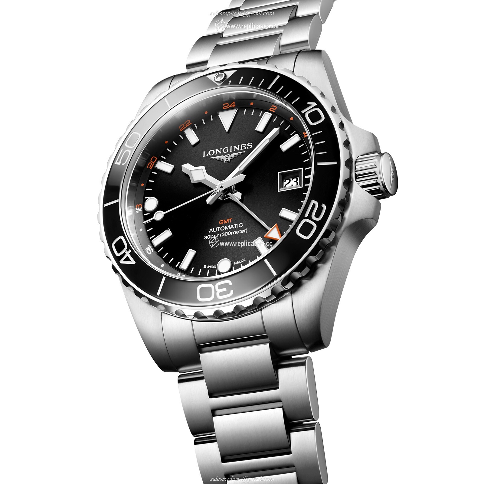 Replica Longines Hydroconquest GMT 41mm Mens details Black Stainless Steel L37904566 2 Replica Longines Hydroconquest GMT 41mm Mens details Black Stainless Steel L37904566