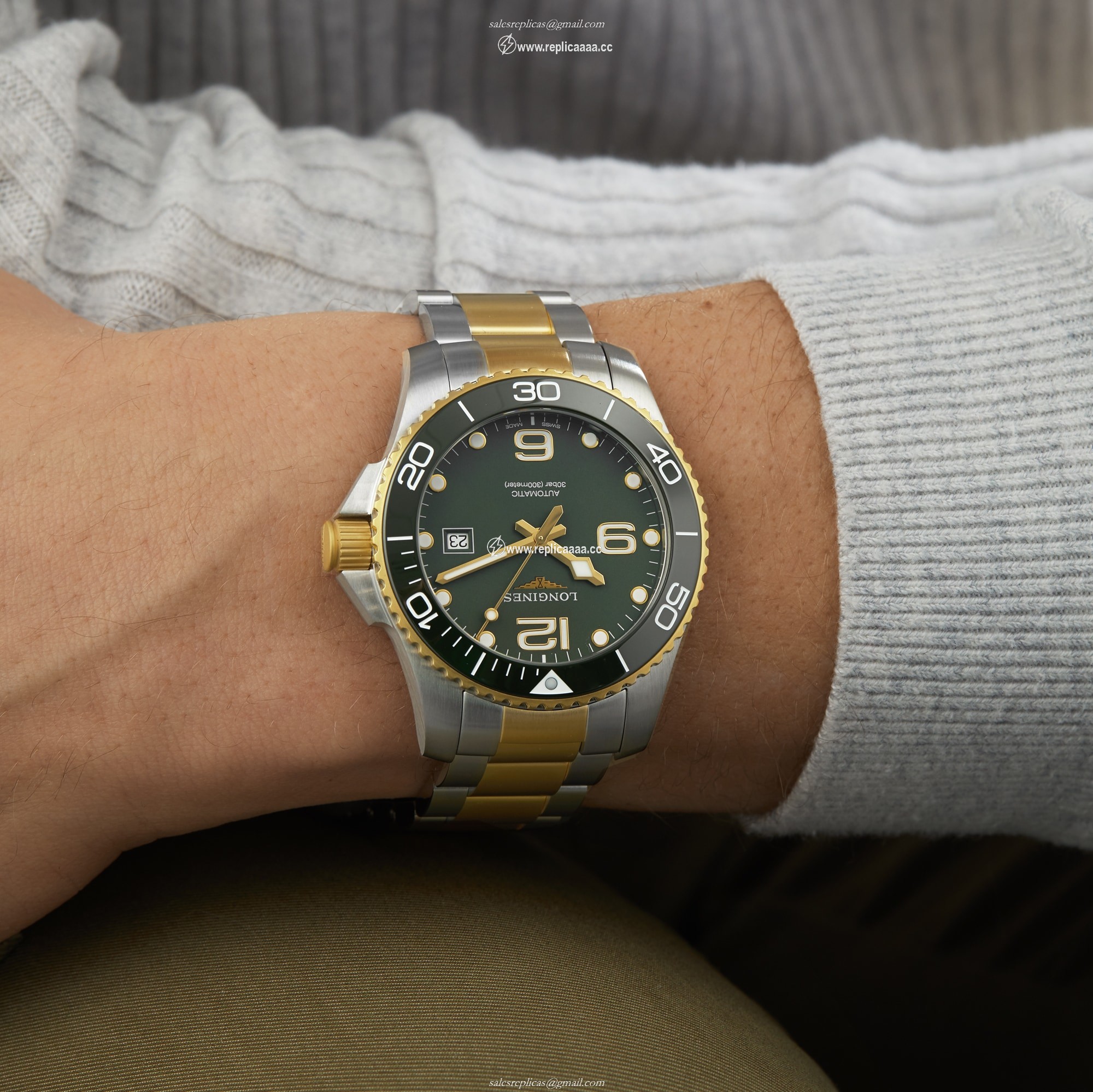 Replica Longines HydroConquest 43mm Mens details Green L37823067 2 Replica Longines HydroConquest 43mm Mens details Green L37823067