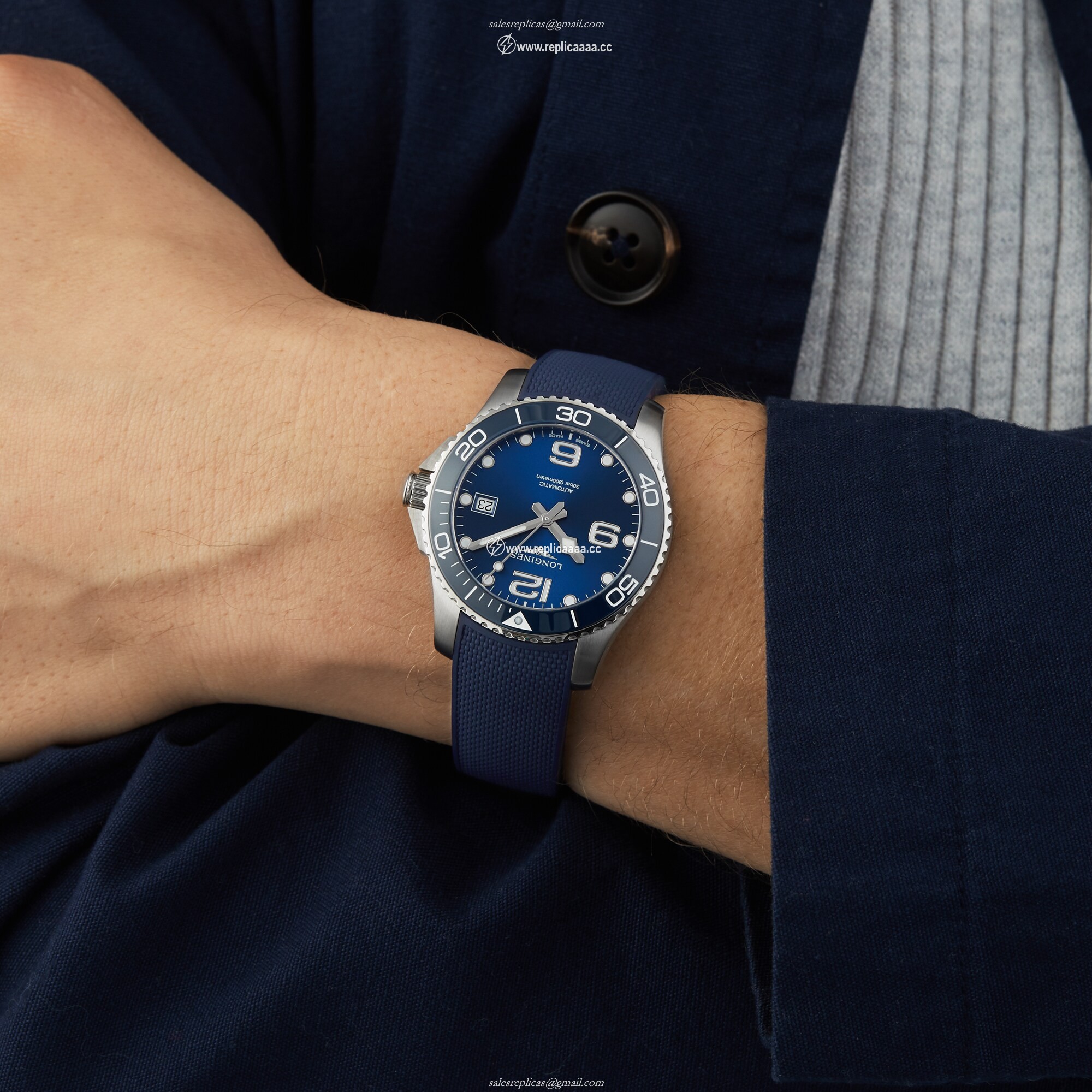 Replica Longines HydroConquest 39mm Mens details Blue L37804969 2 Replica Longines HydroConquest 39mm Mens details Blue L37804969