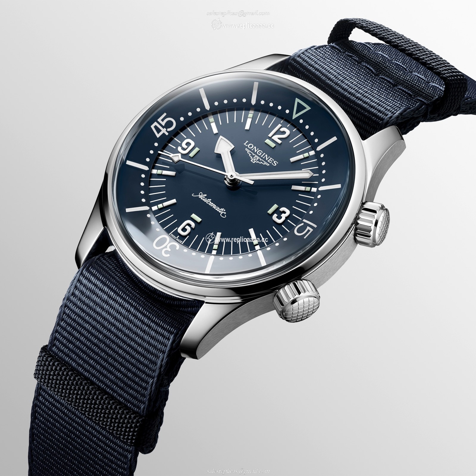 Replica Longines Legend Diver 39mm Mens details Blue Fabric L37644902 2 Replica Longines Legend Diver 39mm Mens details Blue Fabric L37644902